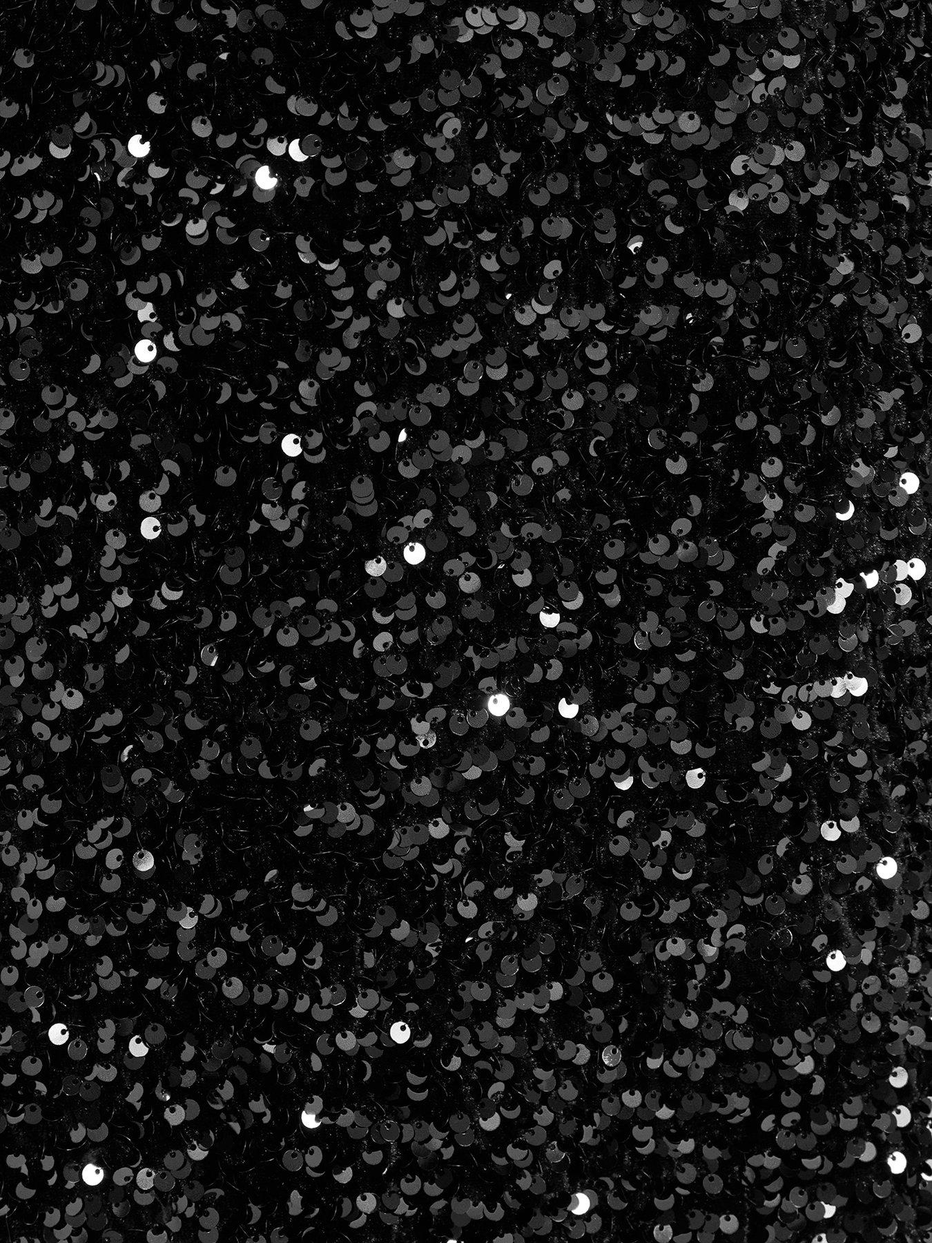 Image 6 of 6 of Quiz Curve Black Sequin Midi Dress