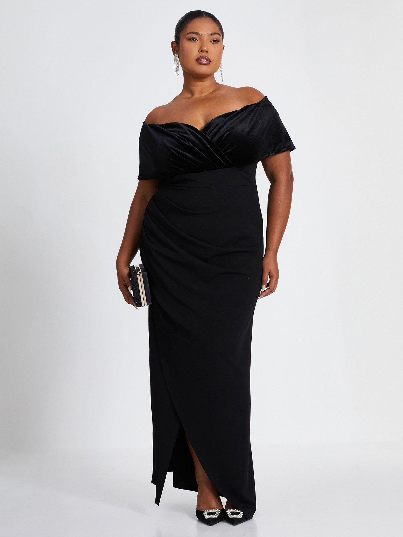 Quiz Curve Black Bardot Maxi Dress Very