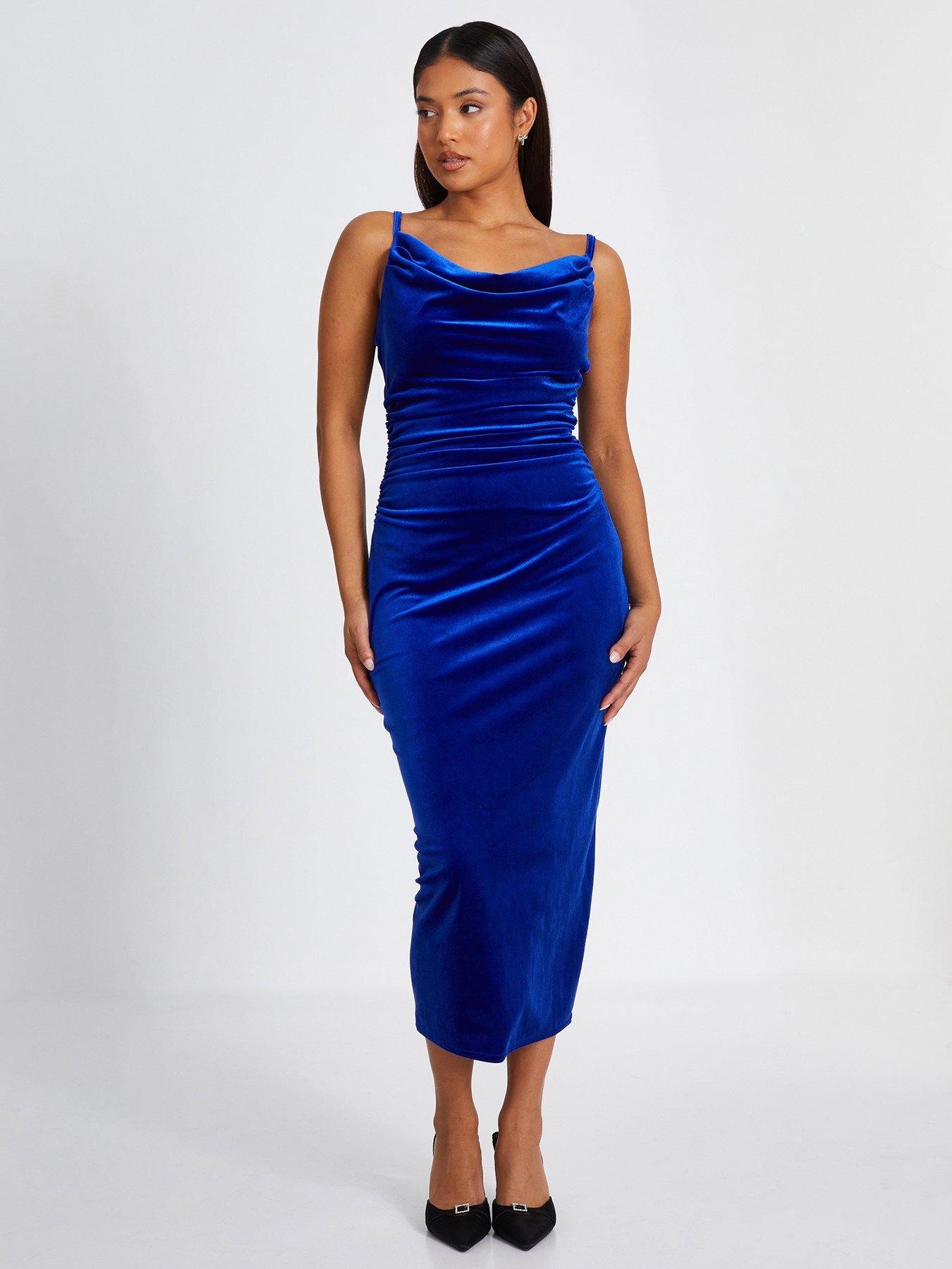 Quiz royal blue bardot dress online