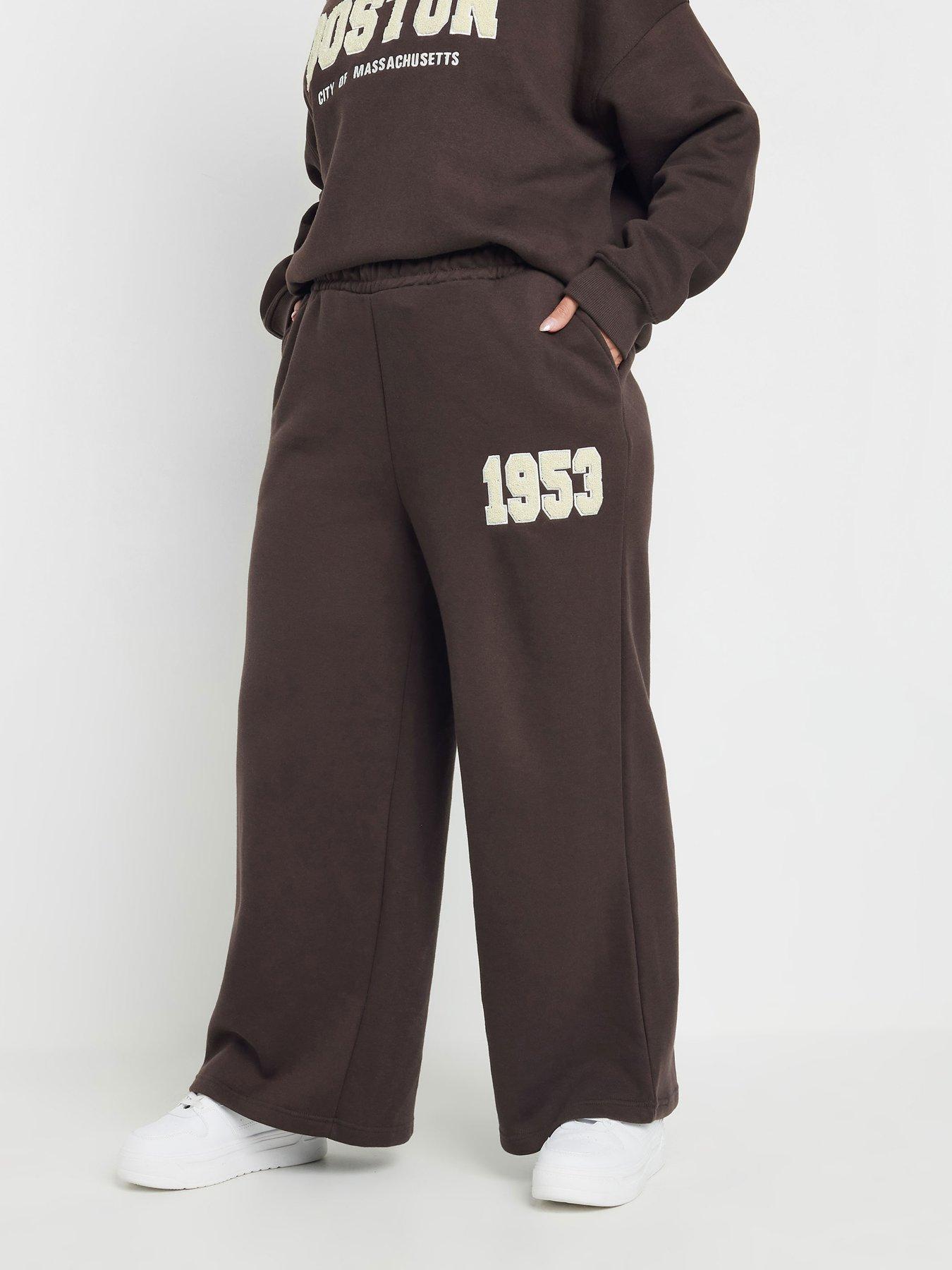undefined Curve Boston 1953 Wide Leg Joggers - Brown