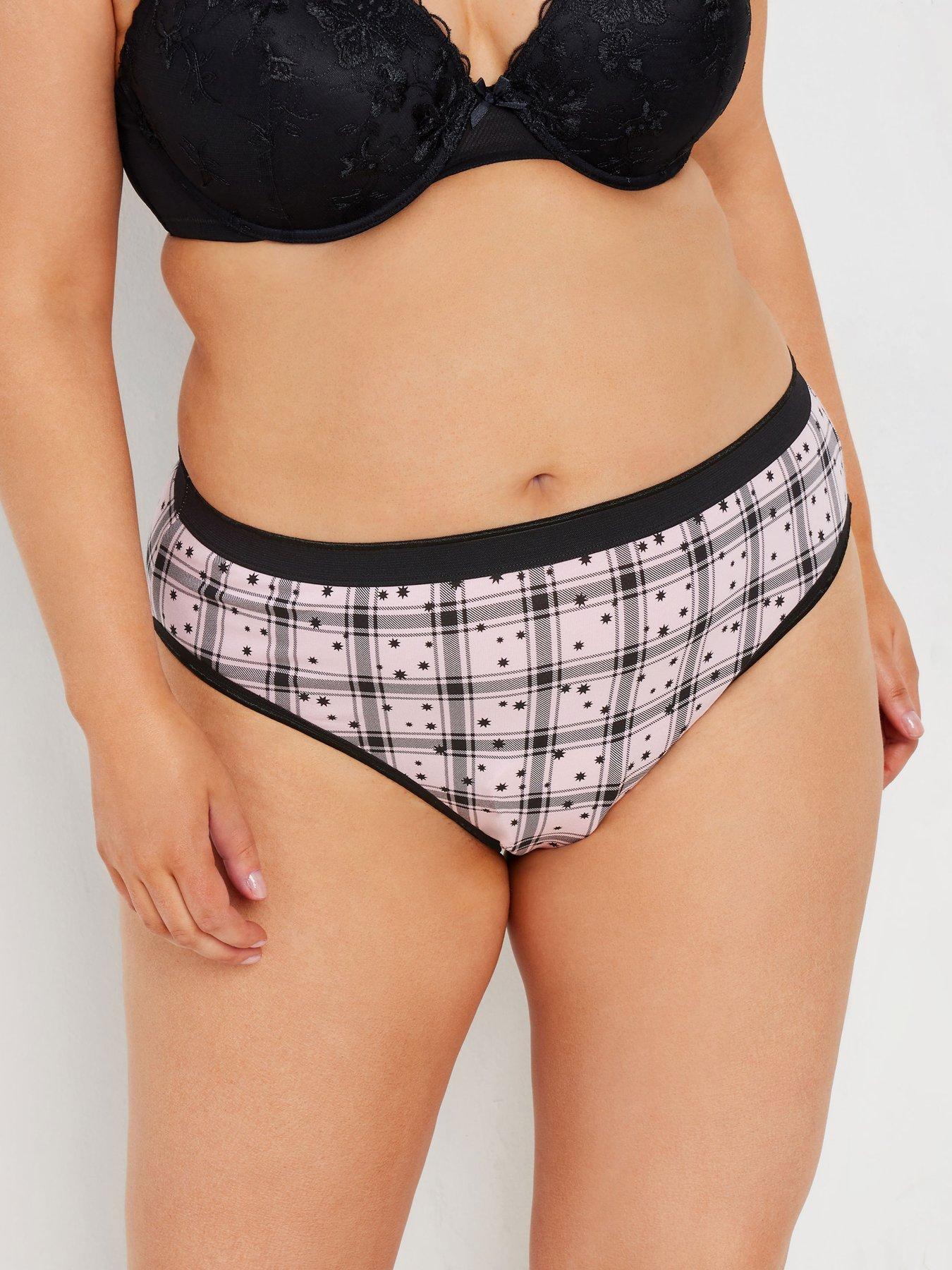 Image 3 of 4 of Yours Curve 5 Pack Stretch Star Check High Leg Briefs - Multi