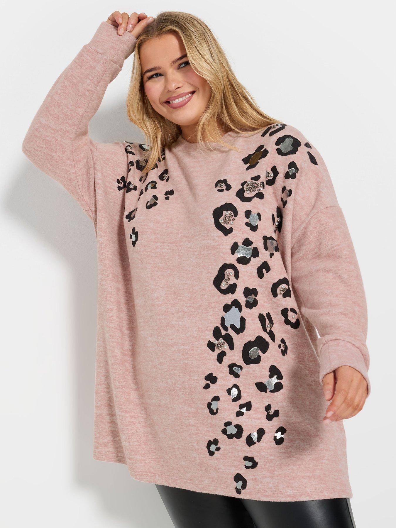 undefined Curve Placement Animal Stud Jumper - Pink