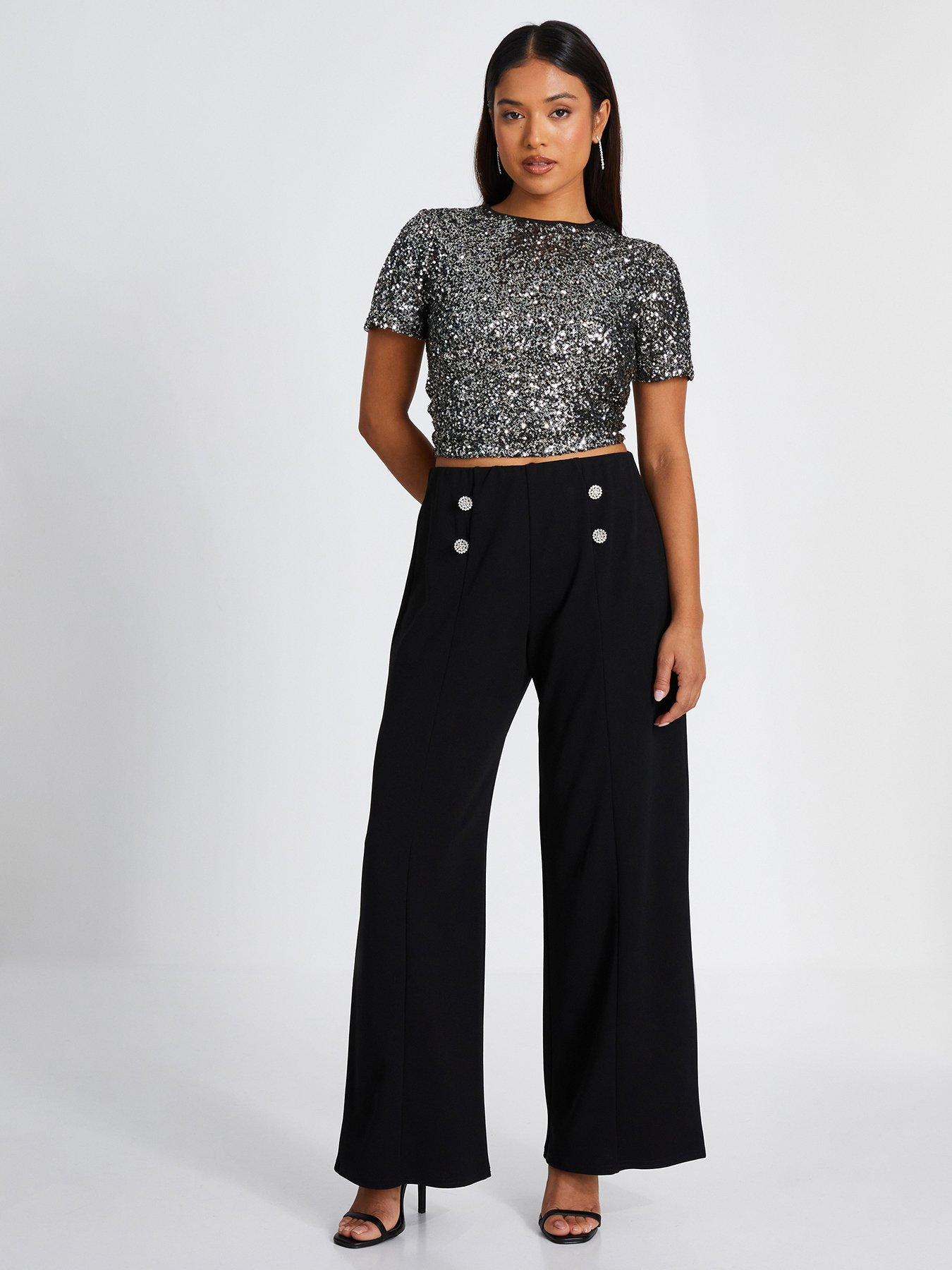 Quiz black crepe trousers hotsell