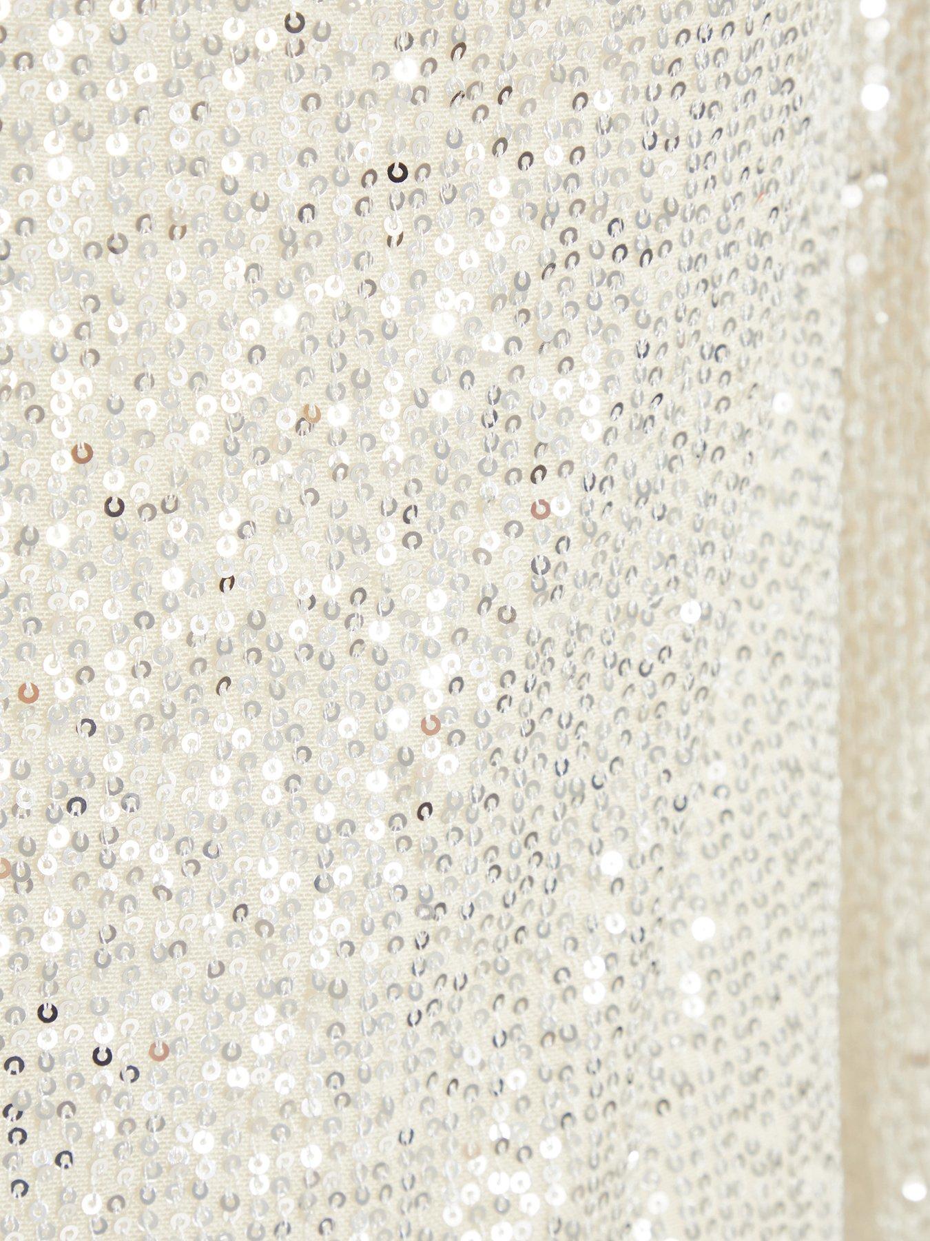 Image 6 of 6 of Quiz Champagne Sequin Drape Neck Boxy Top