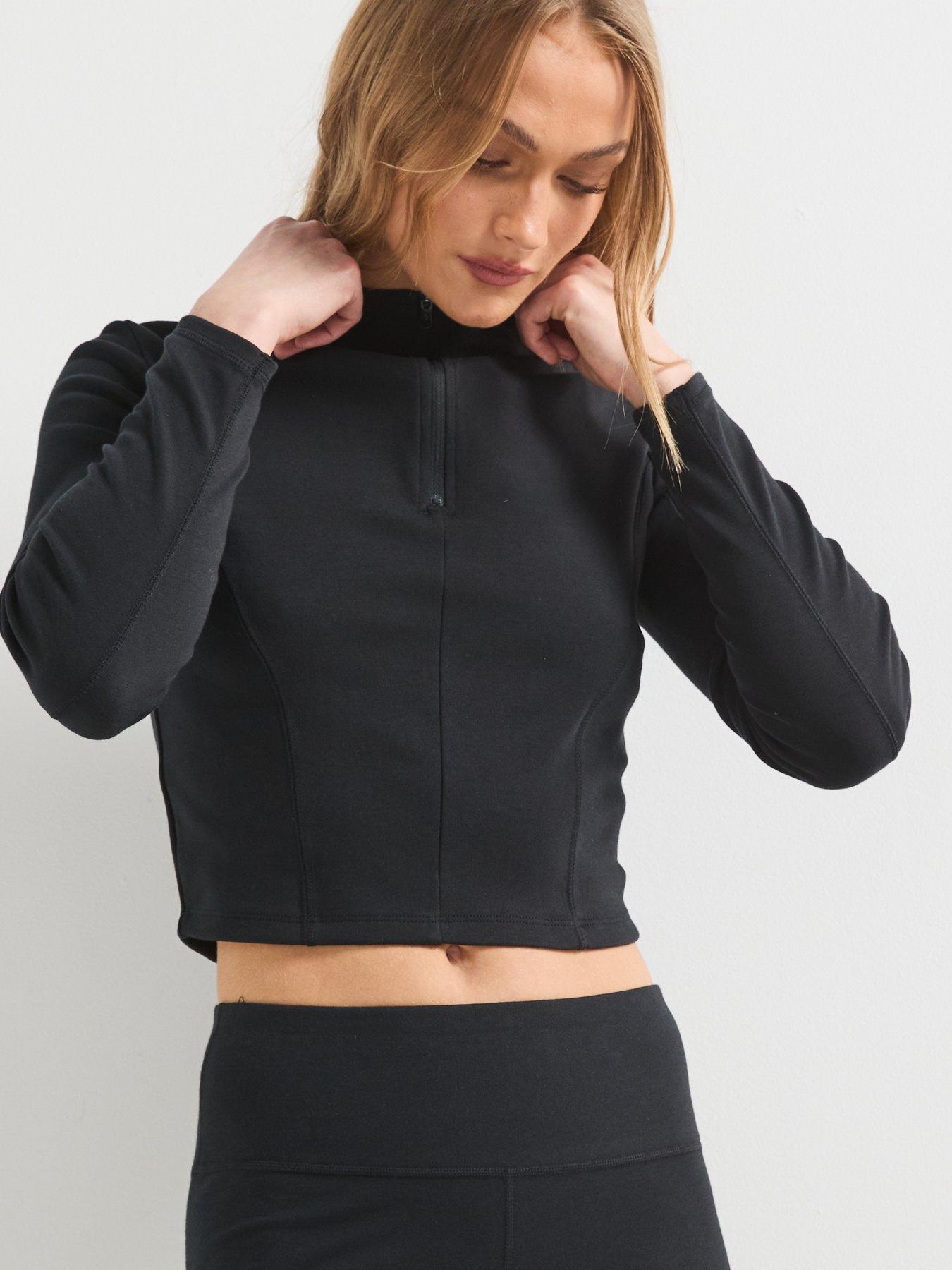 Image 6 of 6 of Converse Womens Long Sleeve 1/2 Zip Top - Black