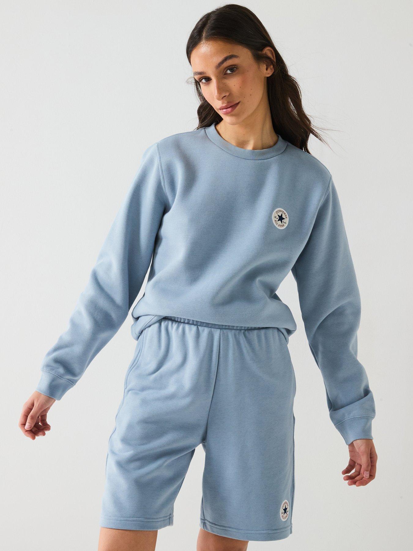 undefined Womens Standard Fit Core Chuck Patch Crew BB Sweater - Wet Stone