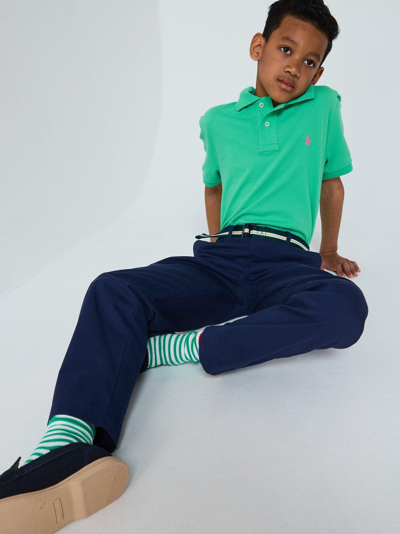 undefined Boys Bedford Belted Chino Trousers - Navy