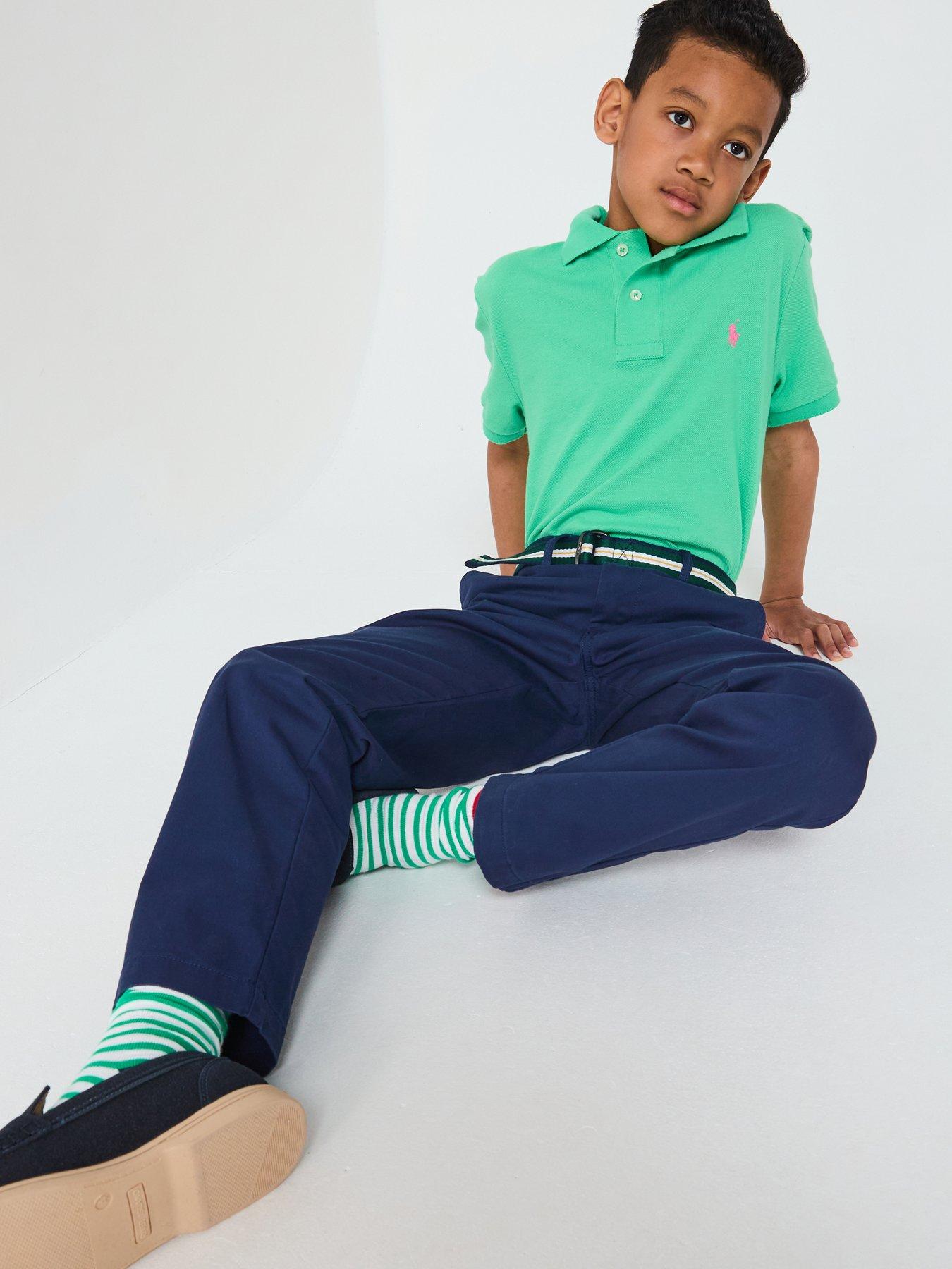 undefined Boys Bedford Belted Chino Trousers - Navy