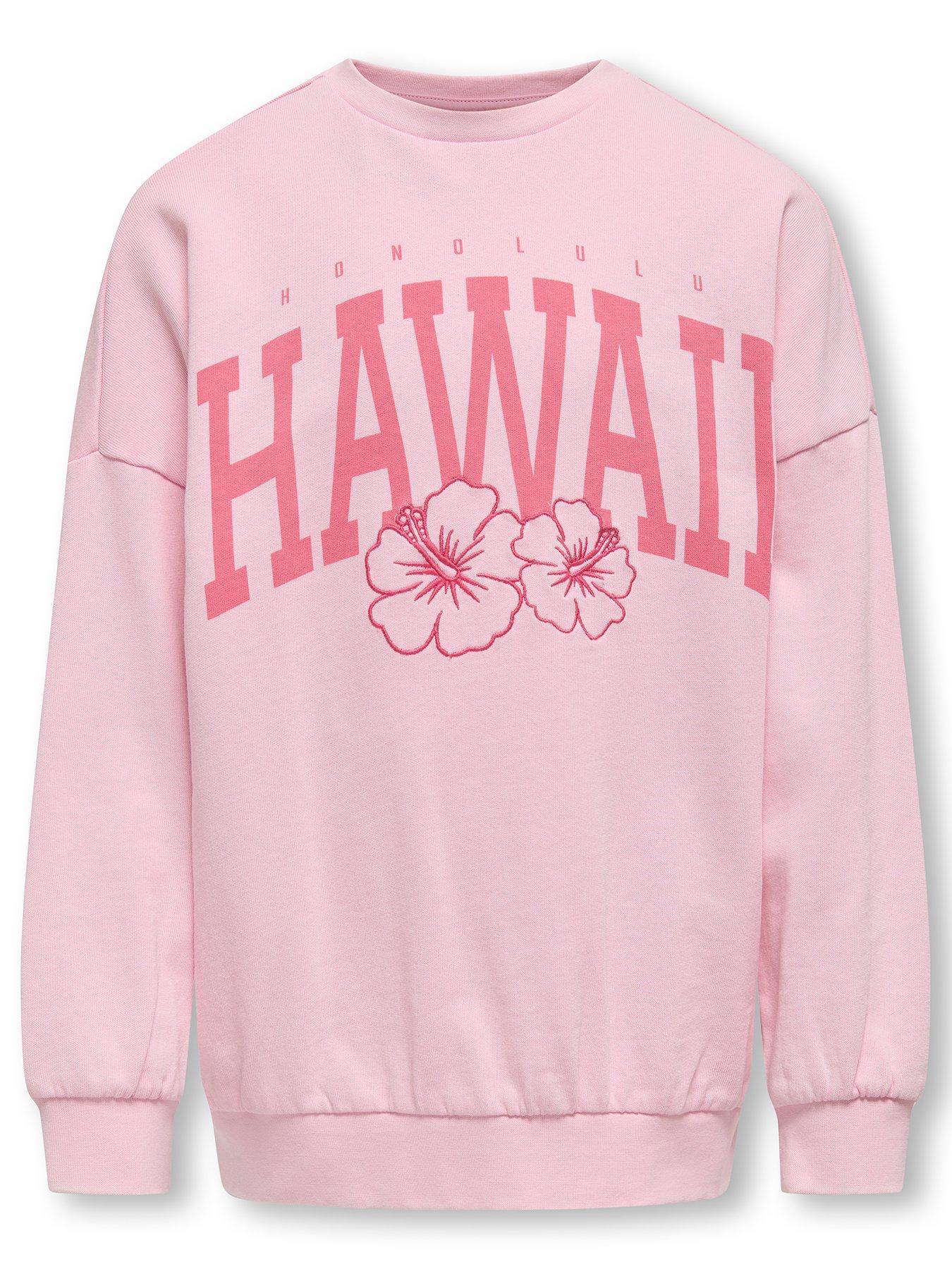 undefined Girls Hawaii Oversized Co-Ord Sweat - Roseate Spoonbill