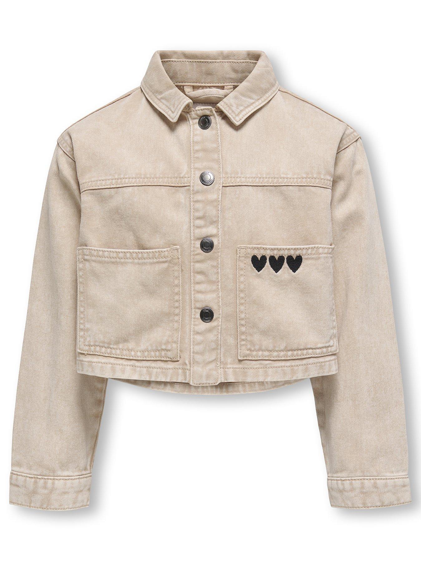 undefined Girls Heart Washed Denim Jacket - Feather Gray