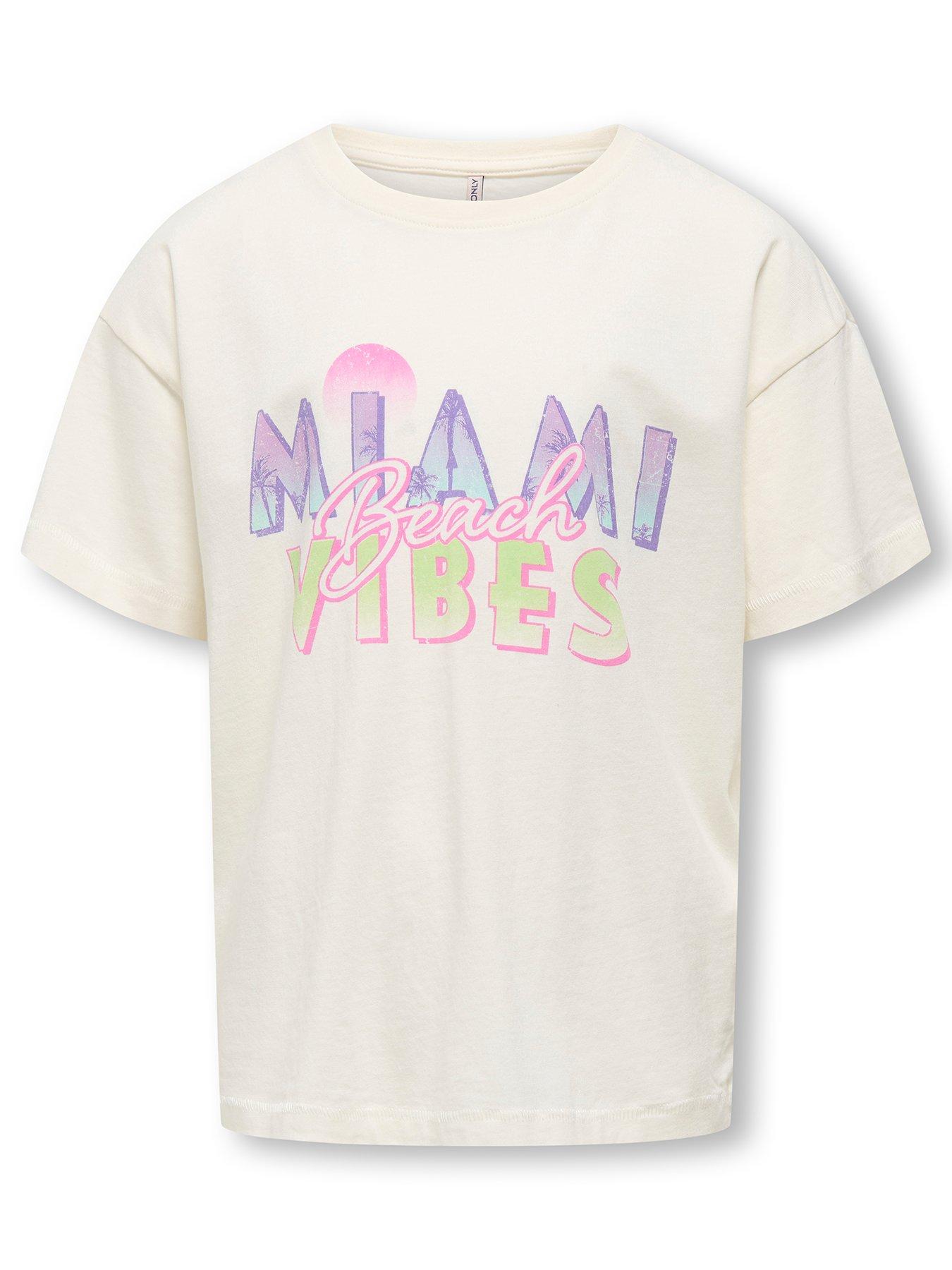 undefined Girls Miami Vibes Short Sleeve Tshirt - Cloud Dancer