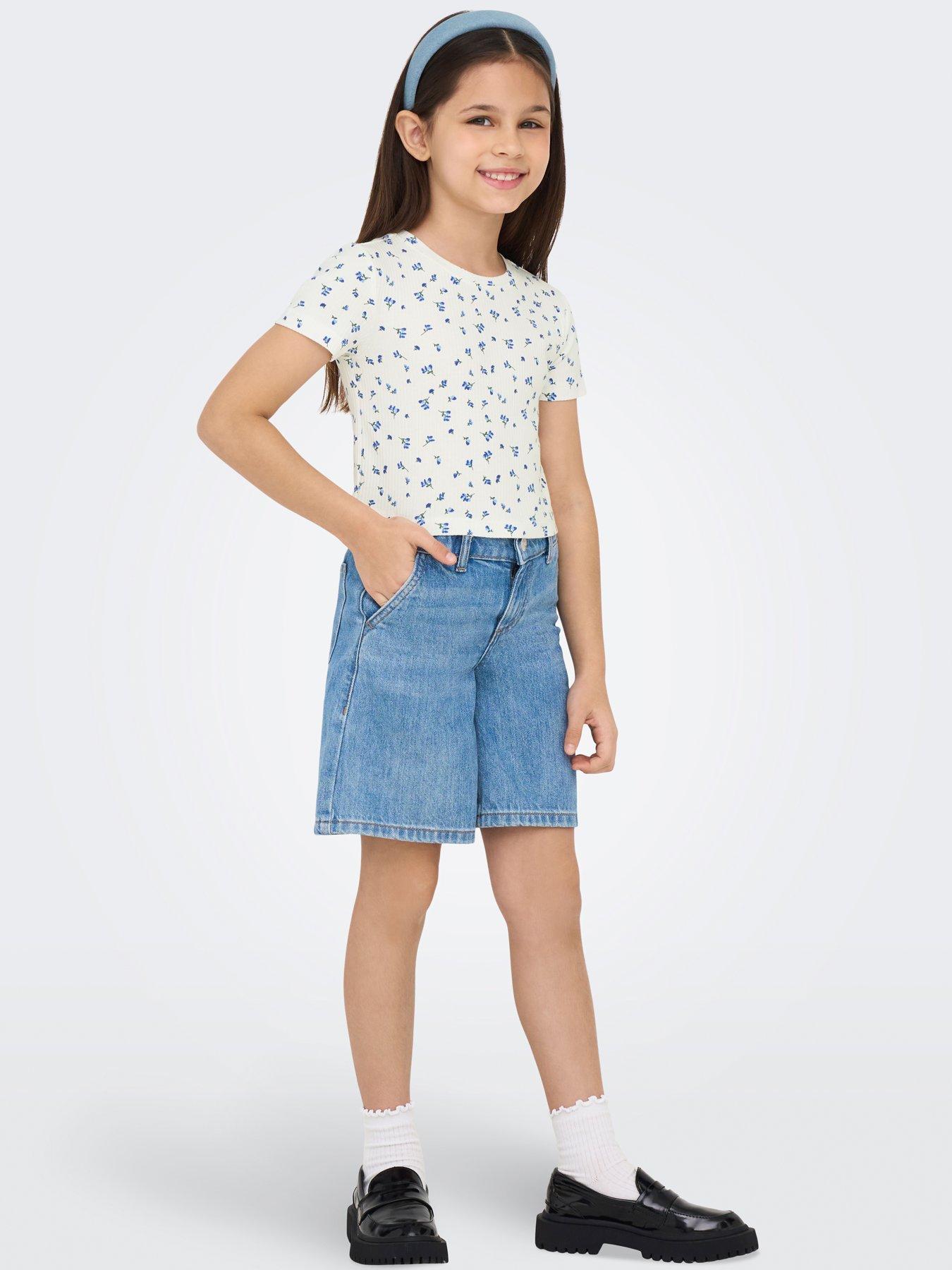 undefined Girls Floral Short Sleeve Tshirt - Mazarine Blue