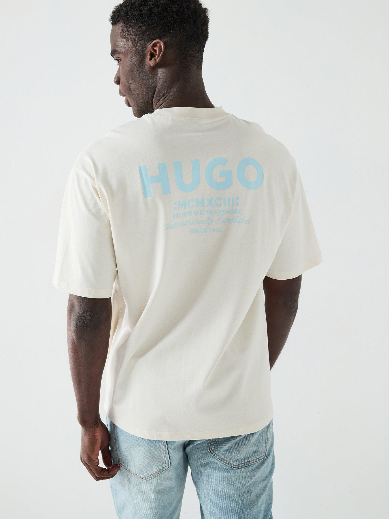 HUGO Blue Nalono Oversized International Logo T-Shirt - White