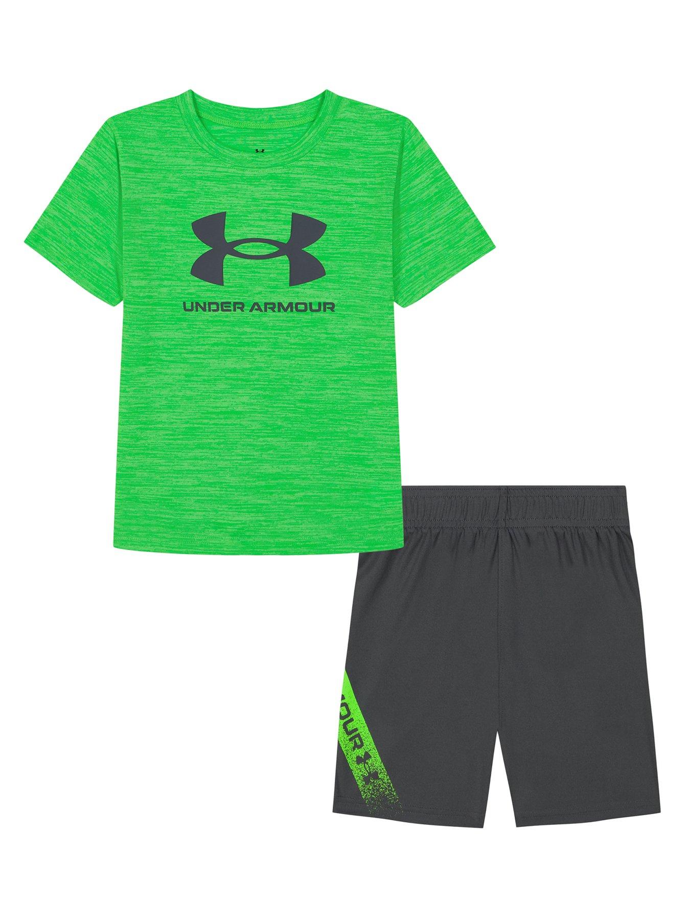 undefined Kids Boys Tech Fade T-Shirt And Short Set - Green - Hyper Green