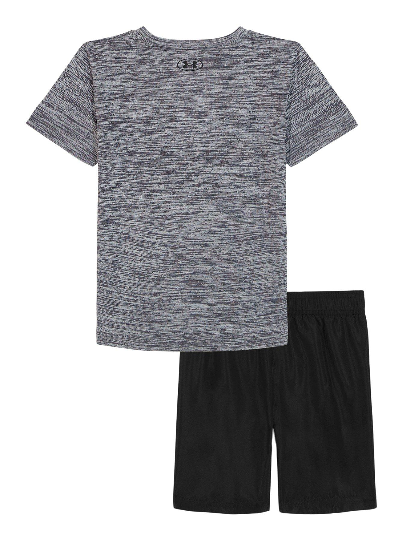 Image 2 of 2 of UNDER ARMOUR Kids Boys Twist Woven T-Shirt and Short Set - Castle Rock / Mod Gray