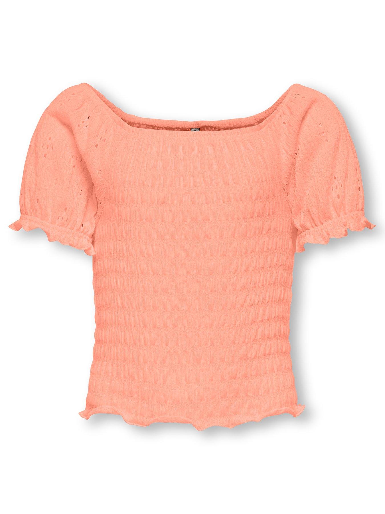 undefined Girls Smock Top - Salmon