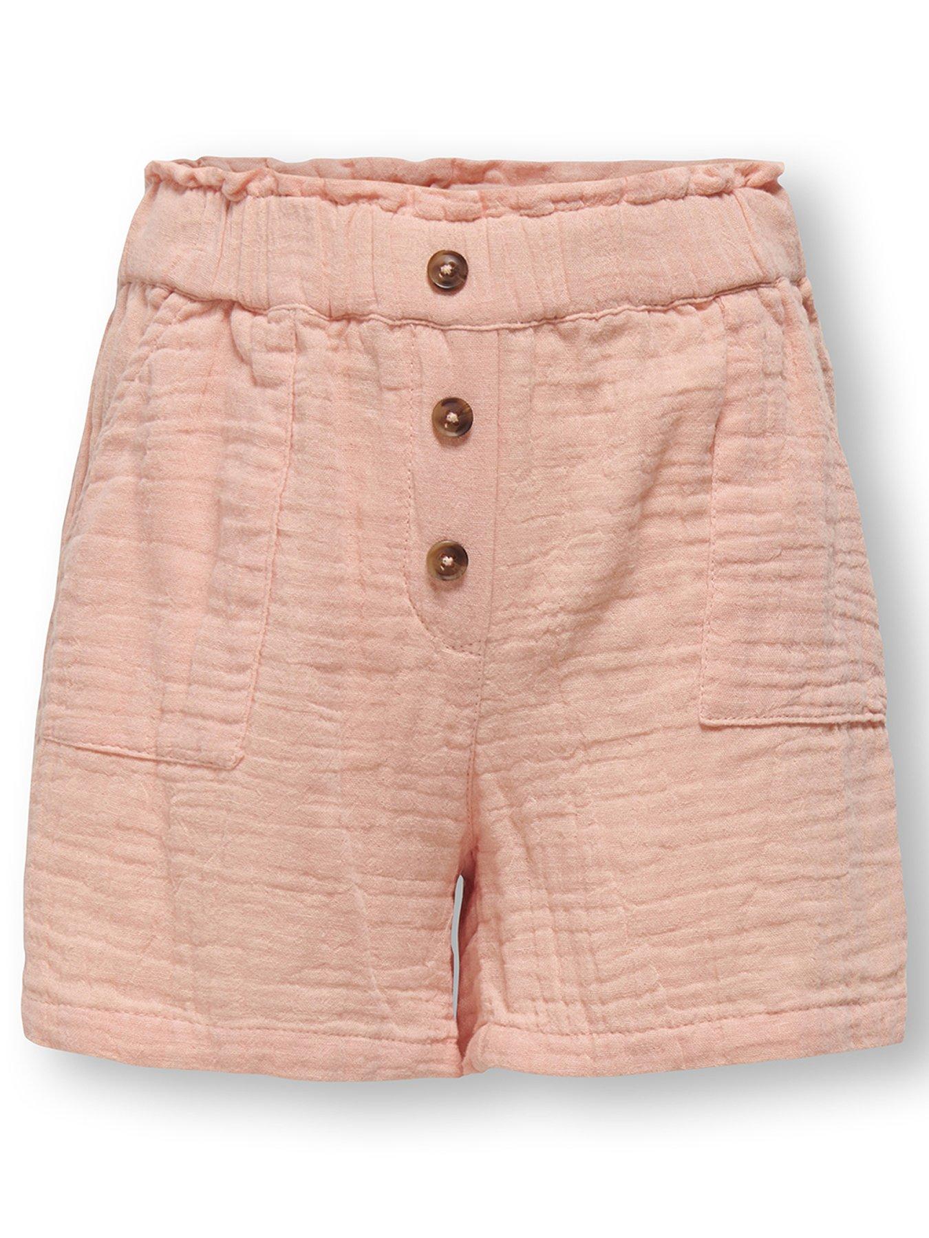 undefined Girls Cheesecloth Shorts - Salmon