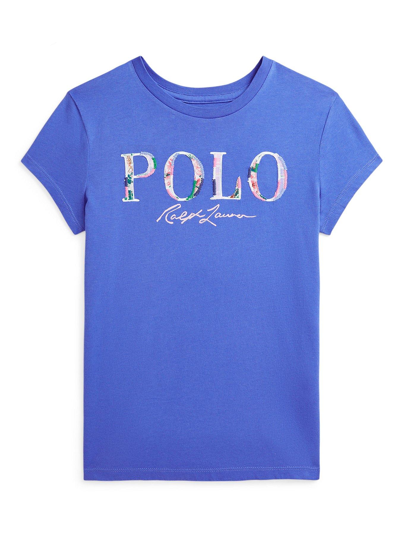 undefined Girls Polo Logo Short Sleeve T-Shirt - Blue