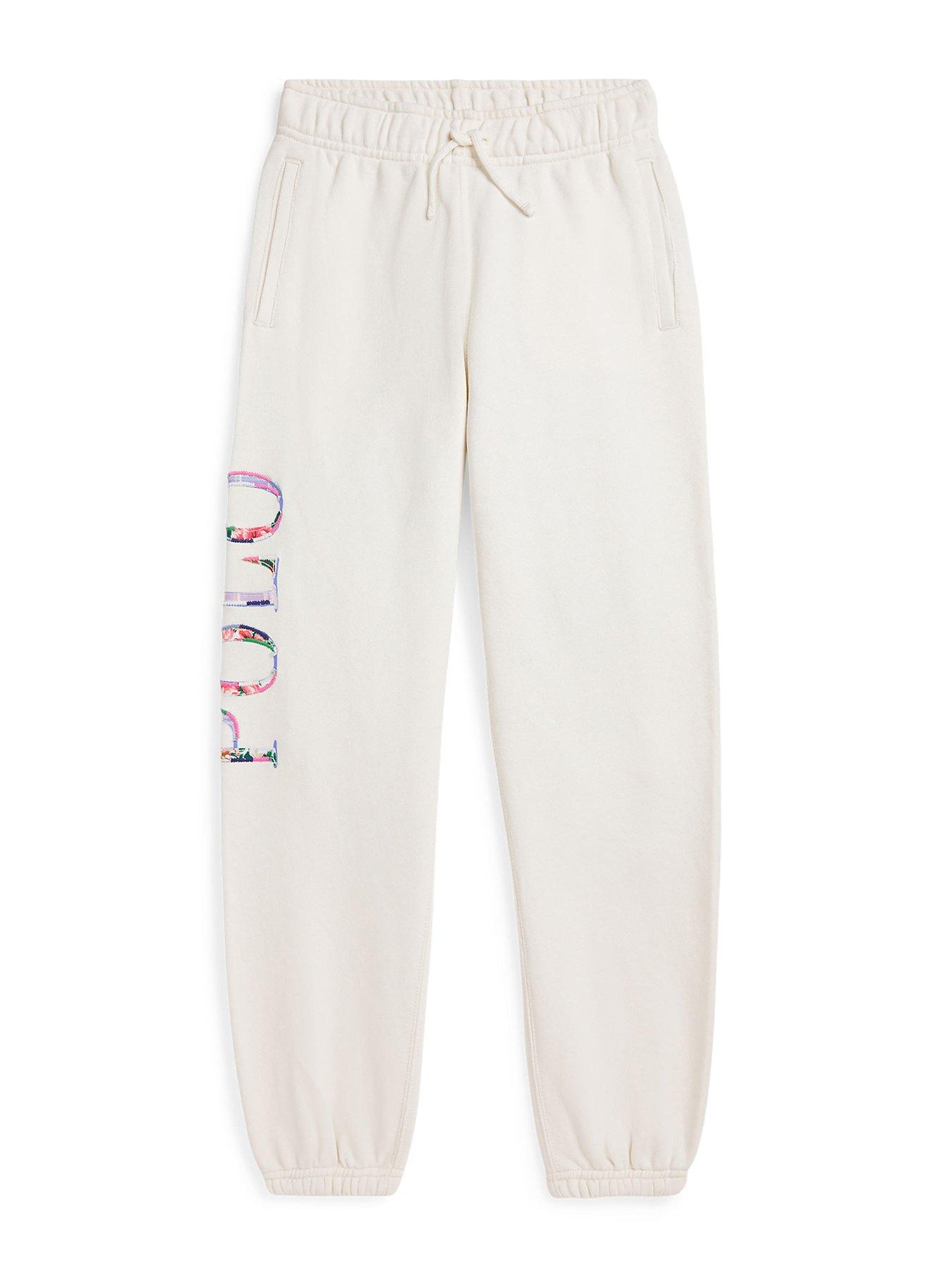 undefined Girls Polo Logo Jog Pants - Cream