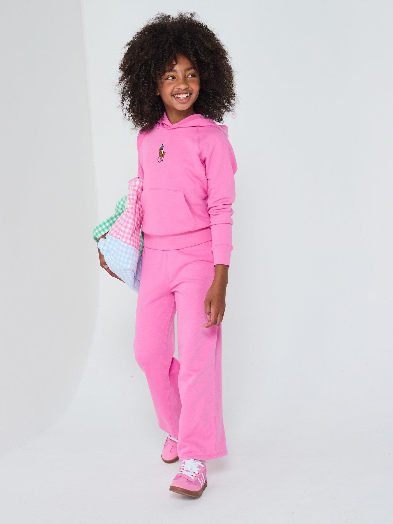 undefined Girls Wide Leg Jog Pants - Pink