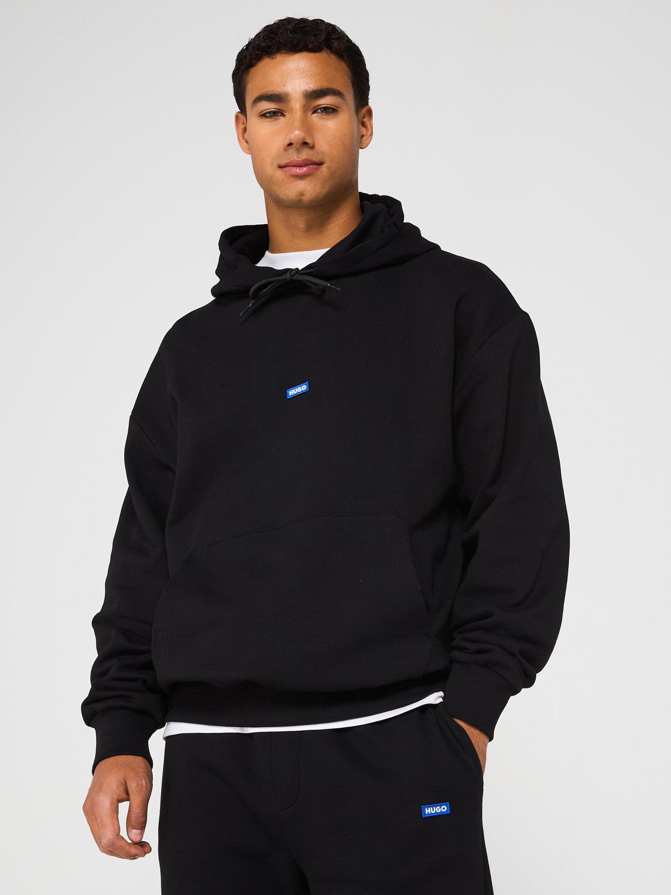 HUGO Blue Nalonsonap Tab Logo Overhead Jersey Tracksuit - Black