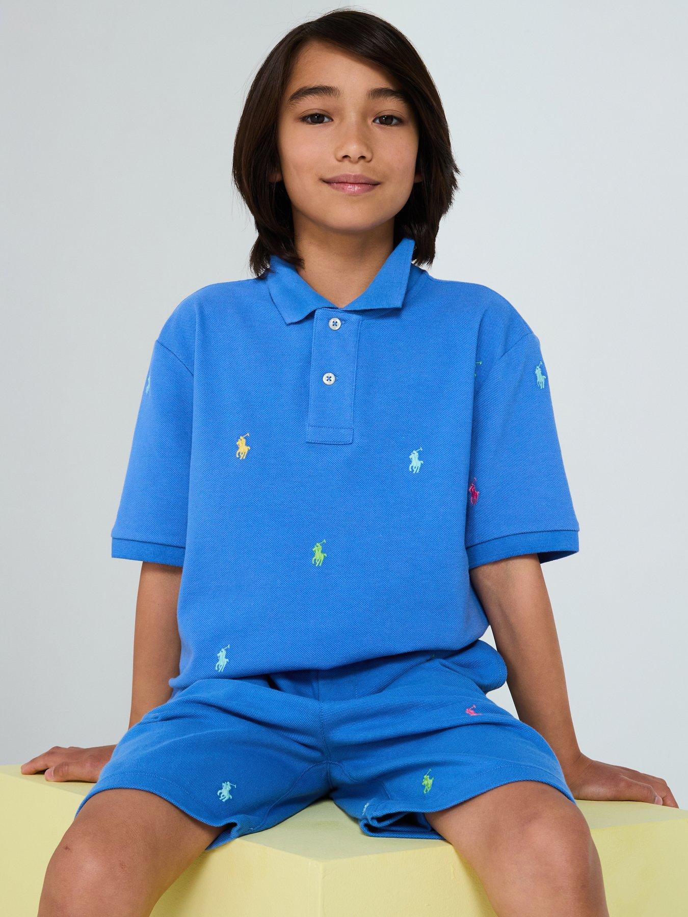 undefined Boys All Over Pony Short Sleeve  Polo Shirt - Blue