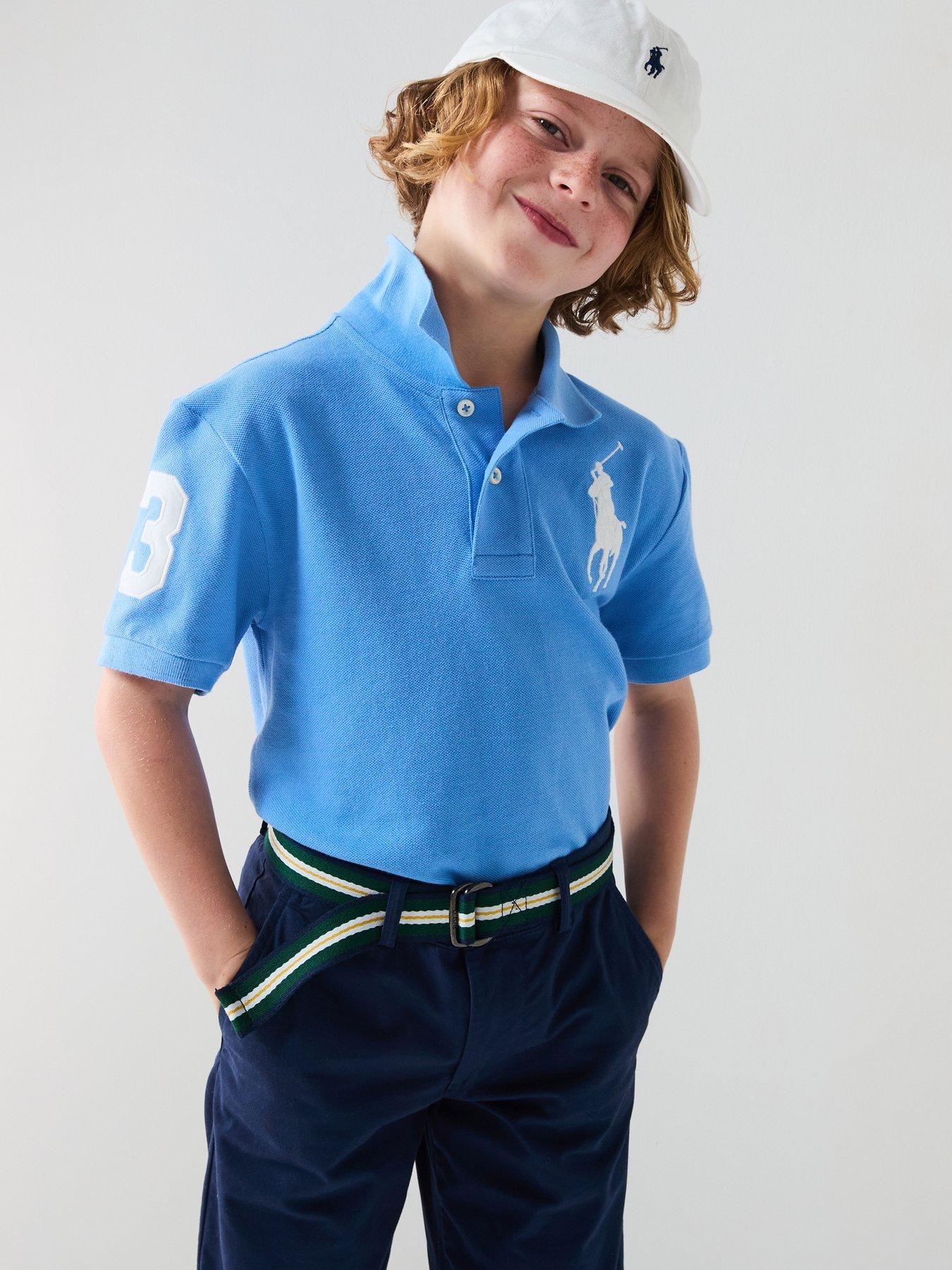 undefined Boys Large Pony Short Sleeve Polo Shirt - Blue