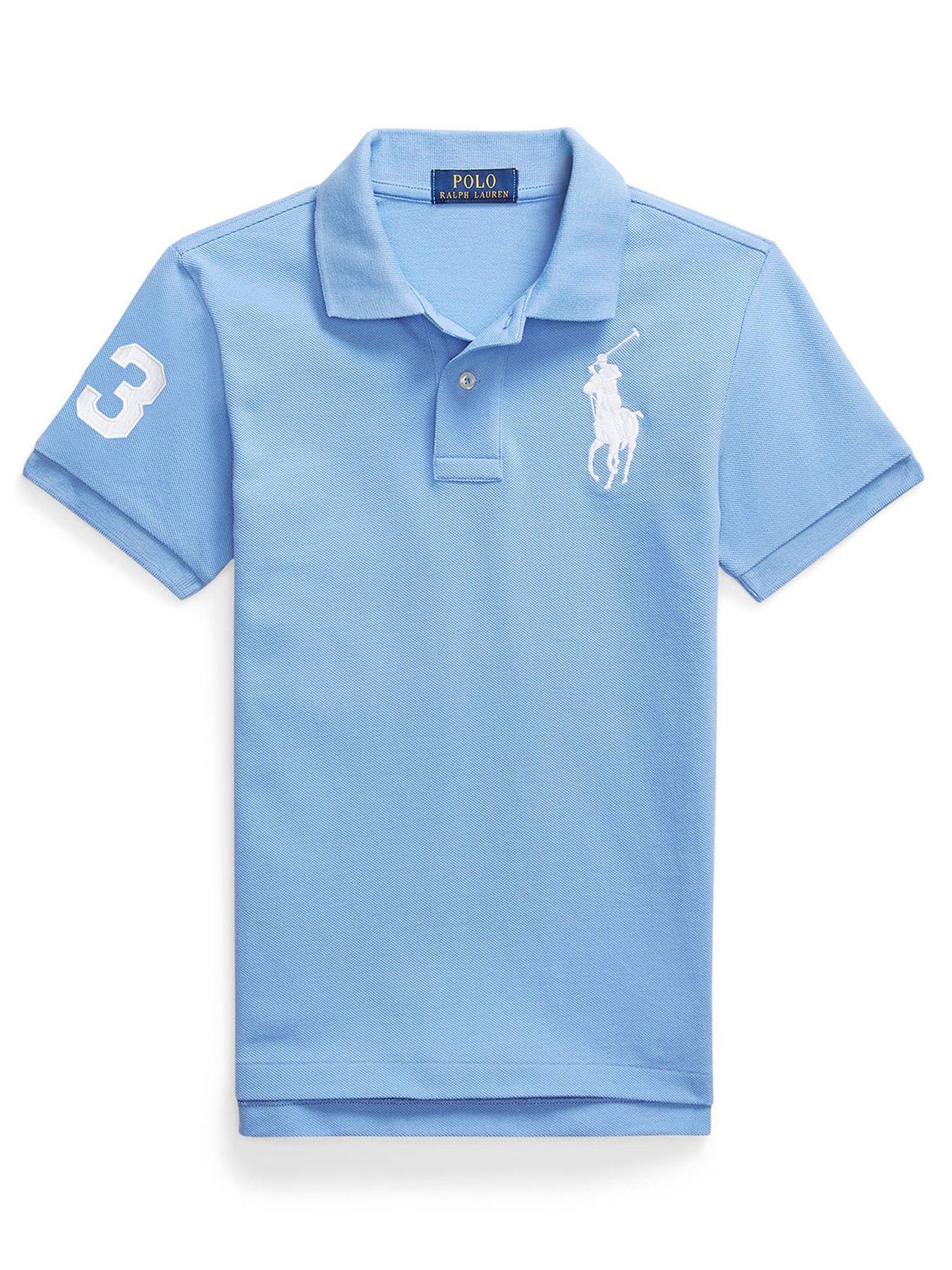 undefined Boys Large Pony Short Sleeve Polo Shirt - Blue