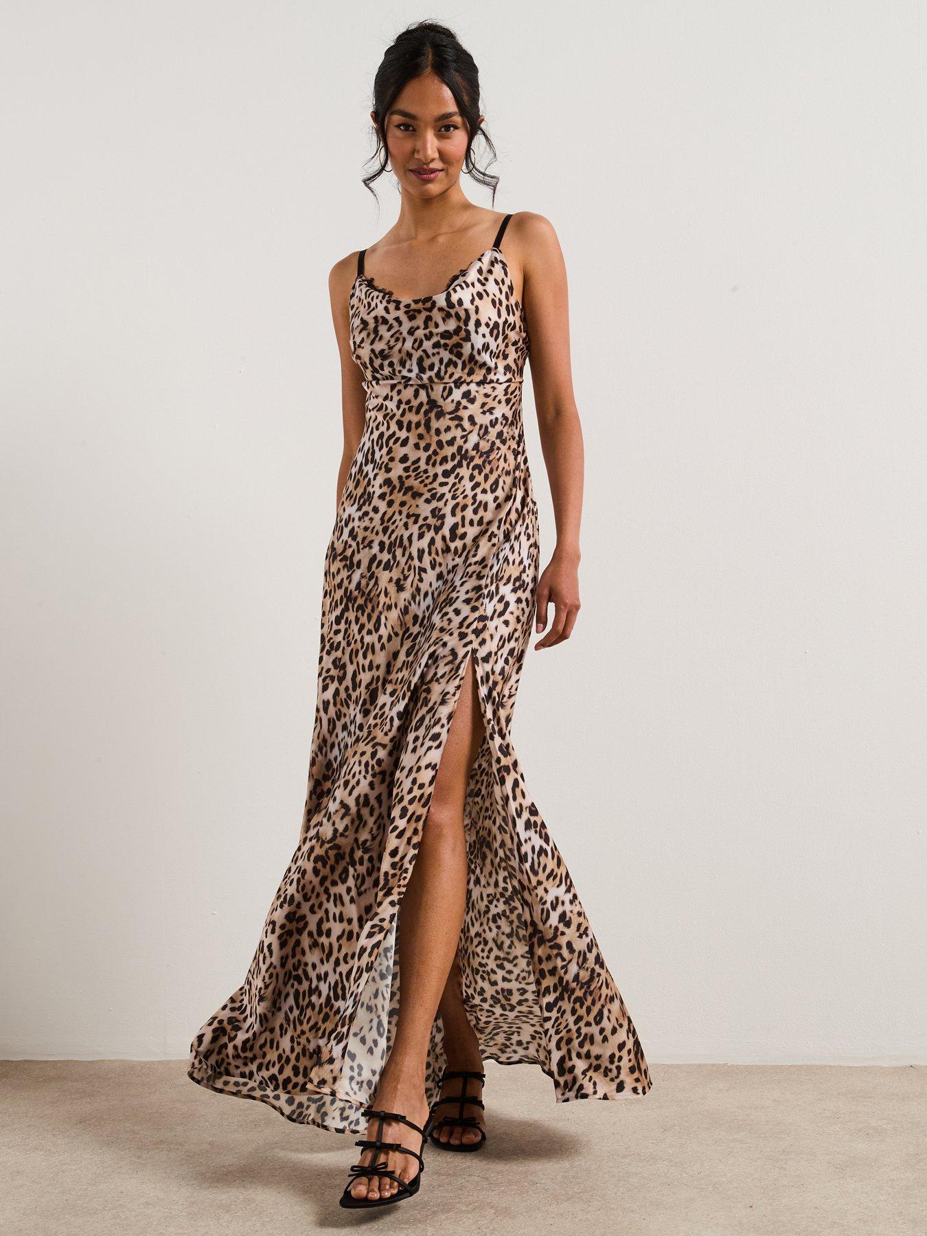 undefined Adle Lace Neckline Long Dress - Brown