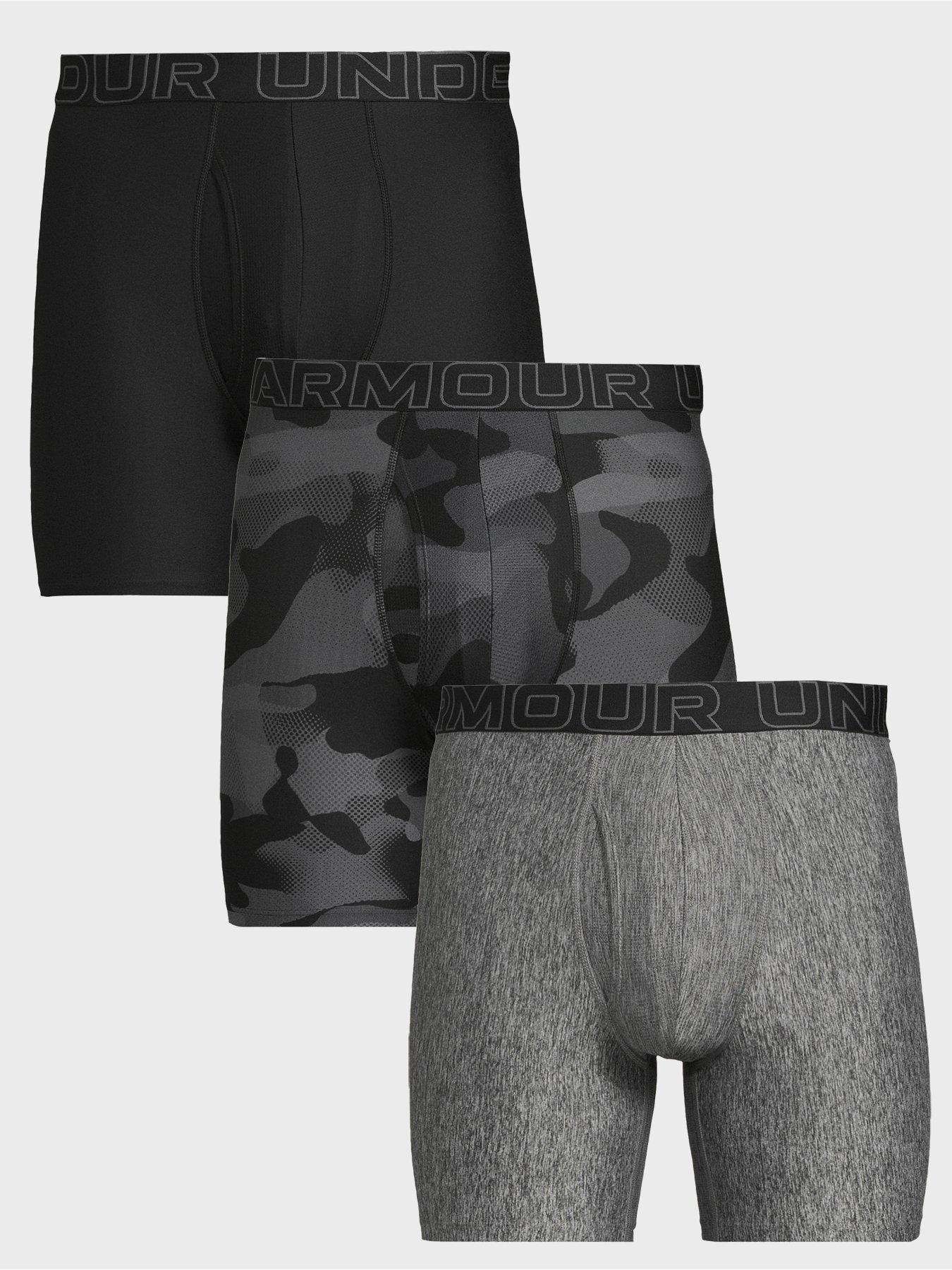 undefined Men's 3 Pack of Performance Tech 6 Inch Printed Boxers - Black/Multi