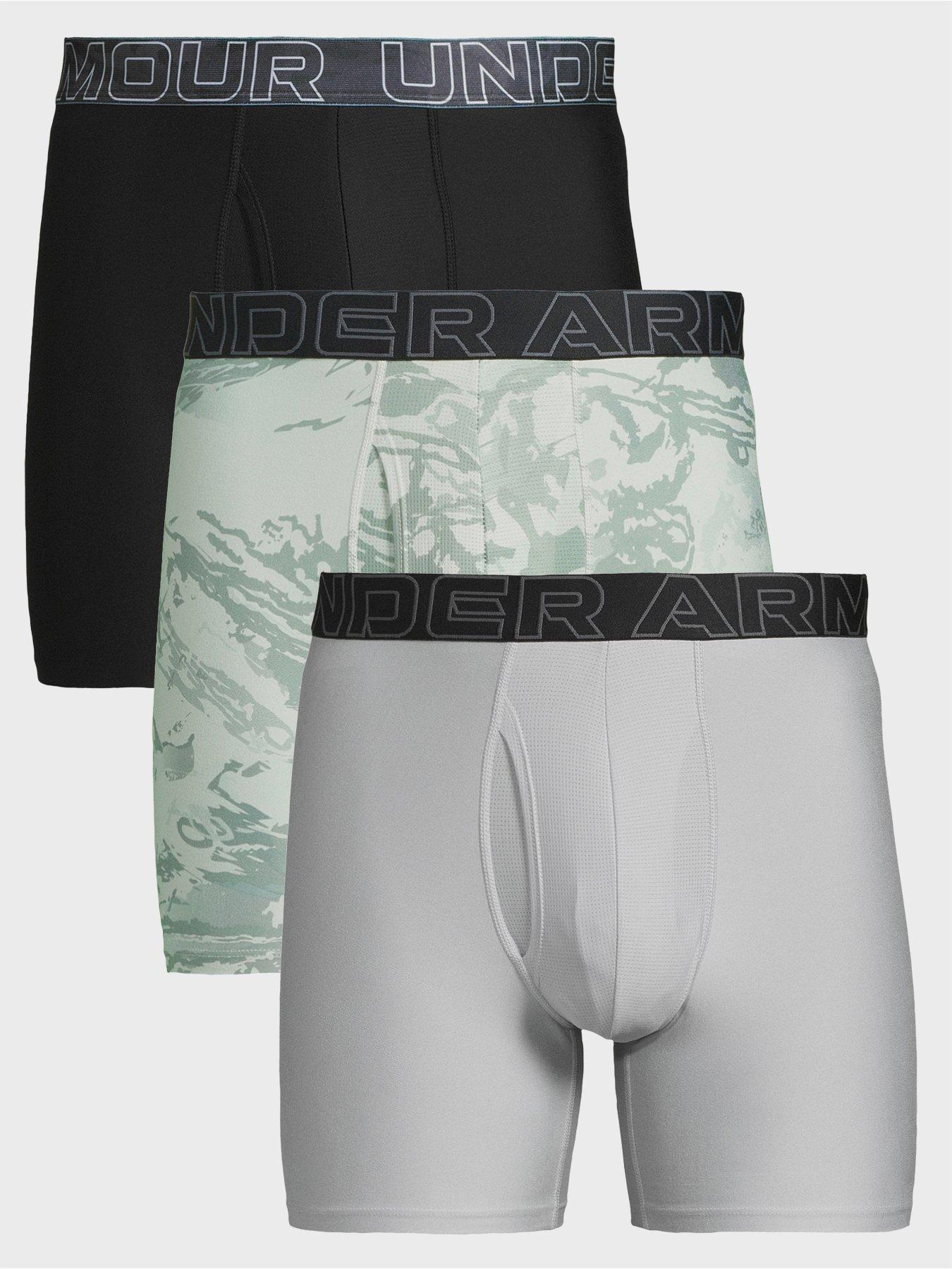 undefined Men's 3 Pack of Performance Tech 6 Inch Printed Boxers - Black/Multi