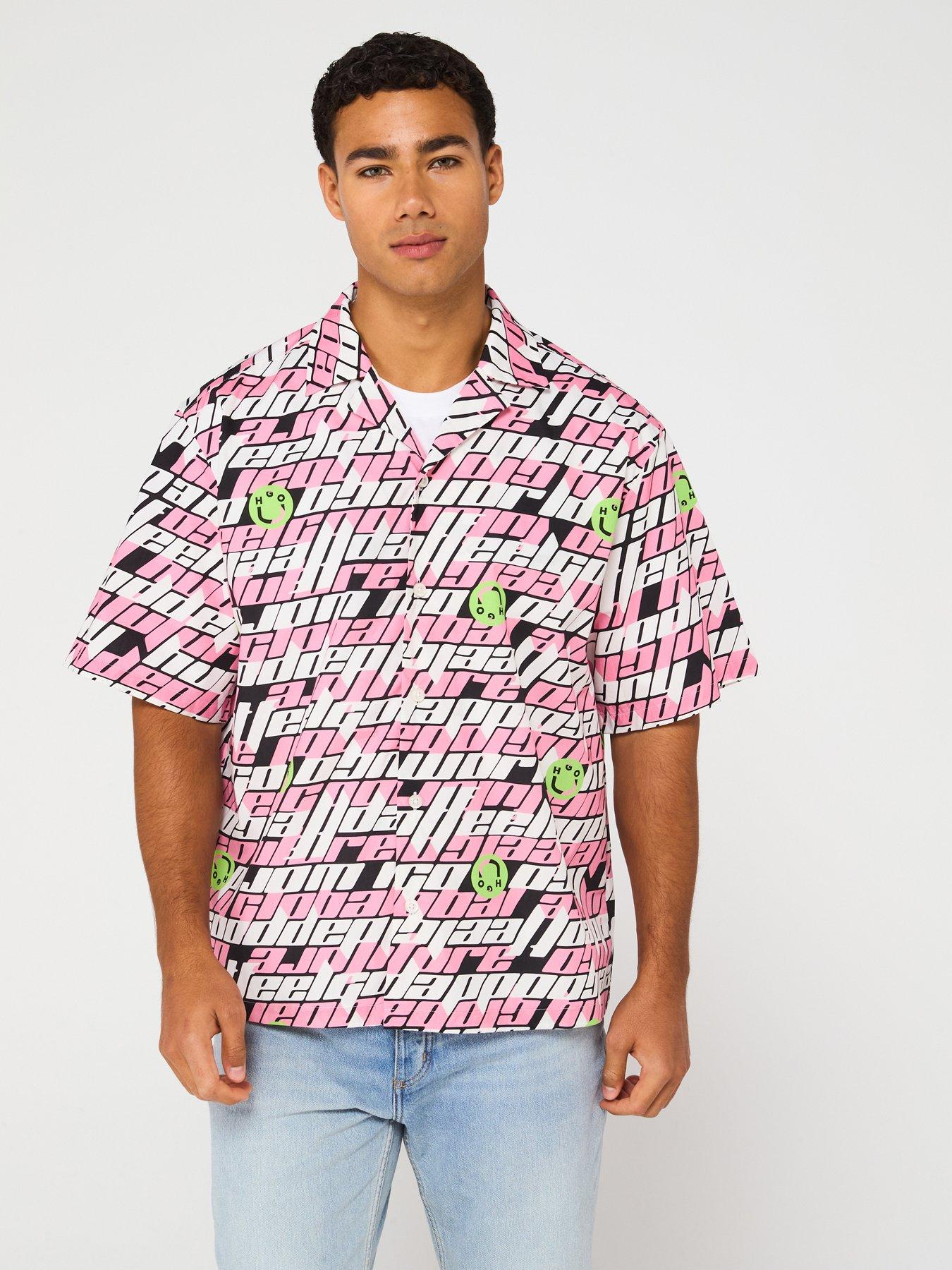 undefined Blue Eligino Relaxed Global Logo Short Sleeve Shirt - Black/Pink