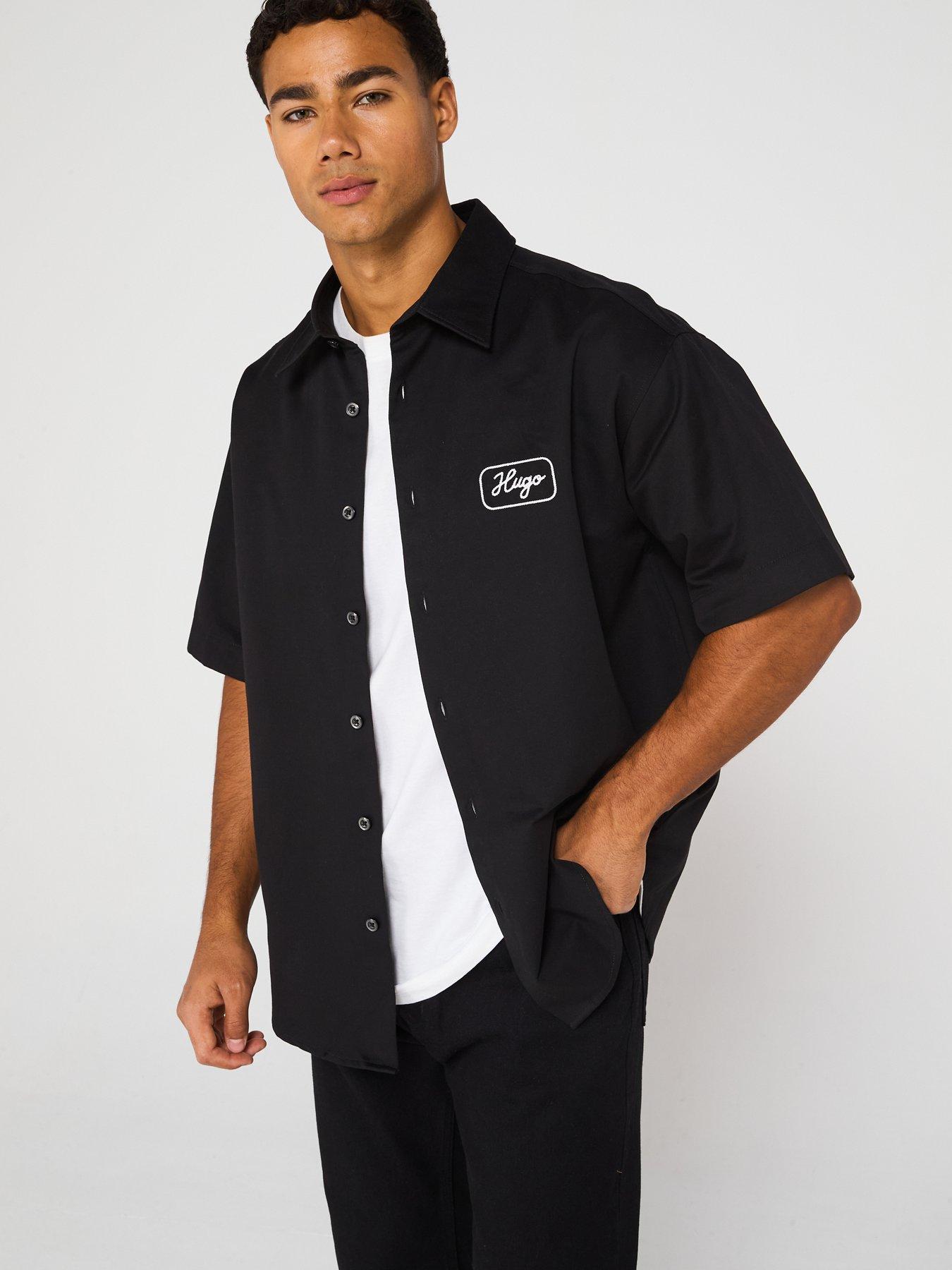 Image 2 of 5 of HUGO Blue Ebronn Motor Club Back Graphic Short Sleeve Shirt - Black
