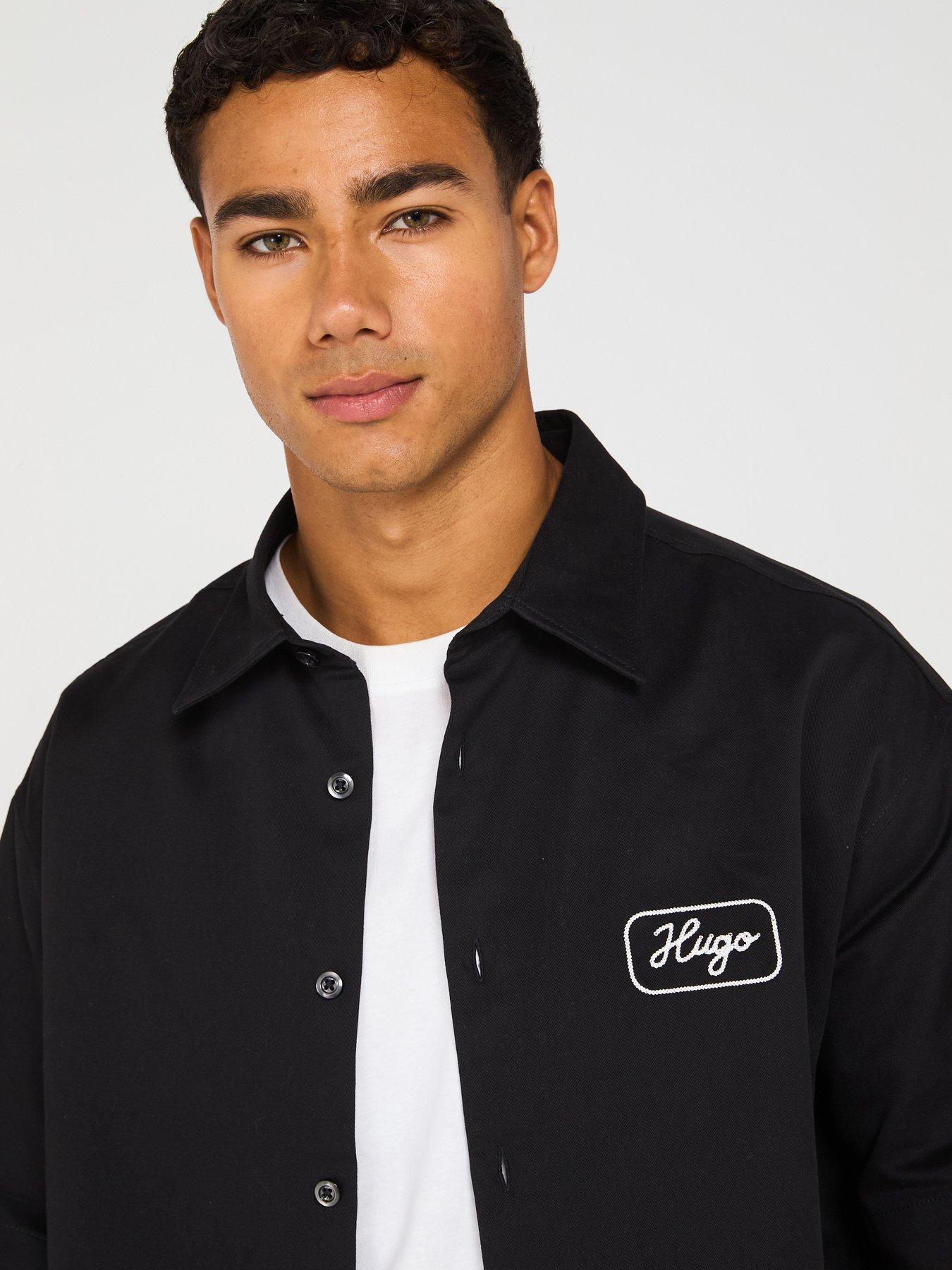 Image 4 of 5 of HUGO Blue Ebronn Motor Club Back Graphic Short Sleeve Shirt - Black