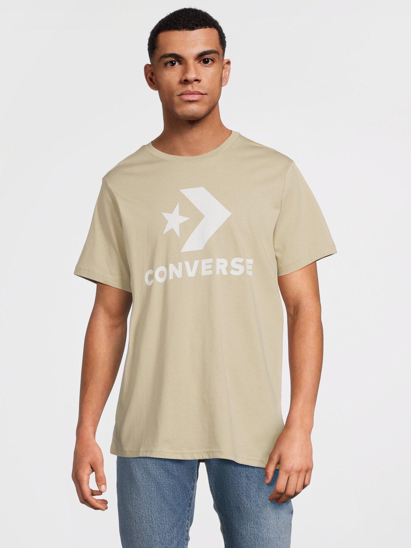 undefined Unisex Converse Go-to Star Chevron Logo Standard Fit T-shirt - Beige
