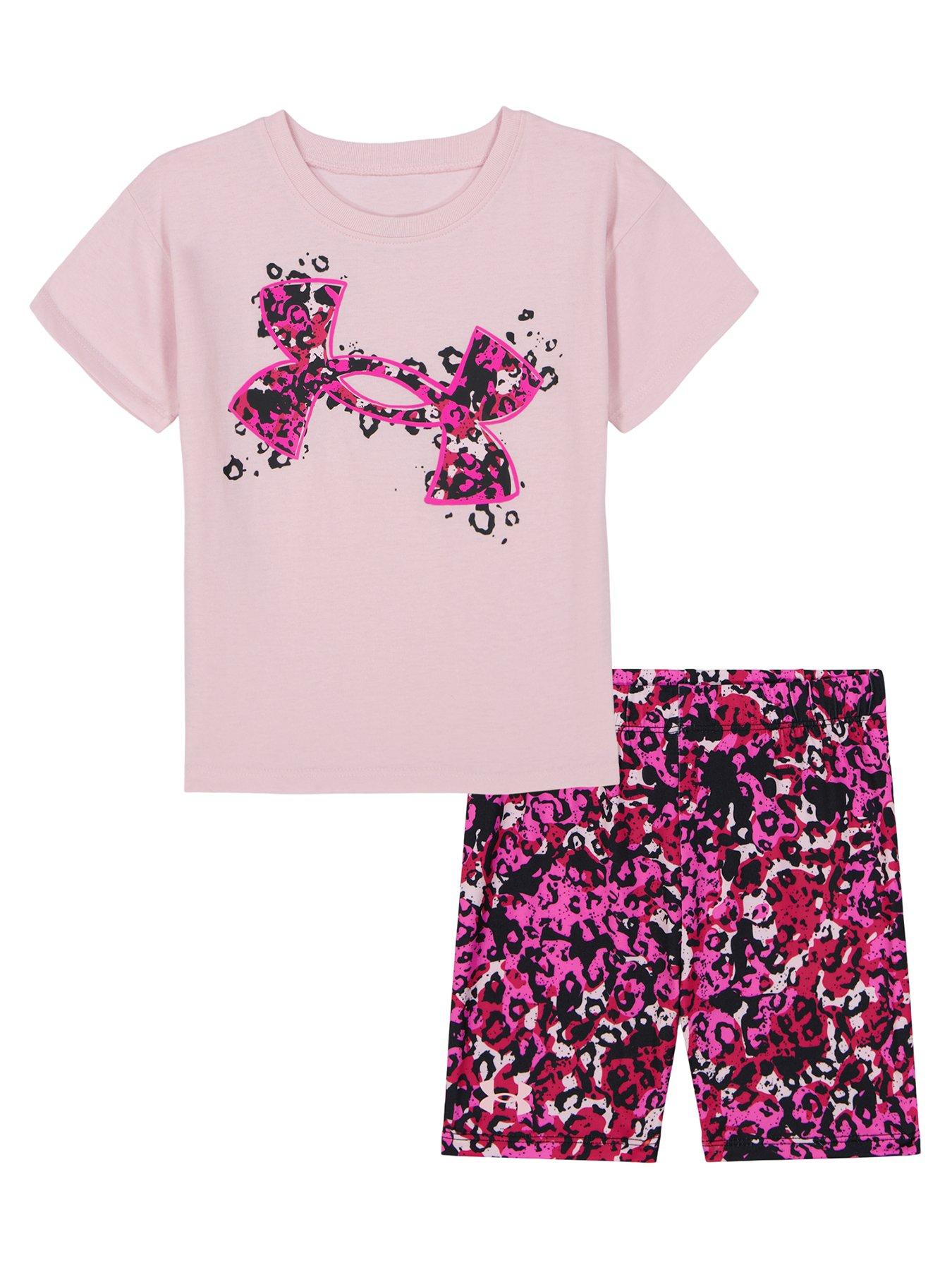 UNDER ARMOUR: Kids Girls Printed Bike Short Set - Prime Pink