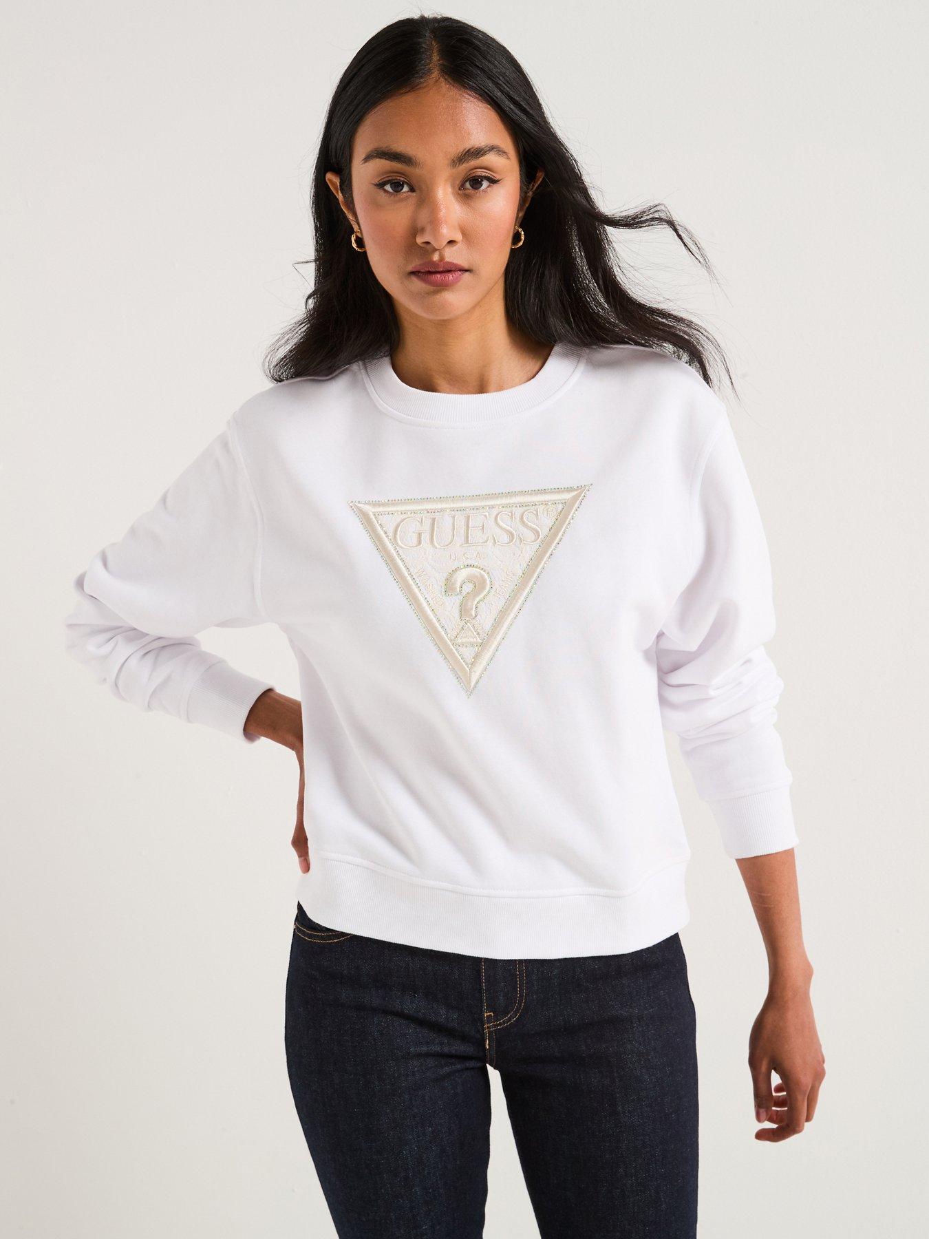 undefined Cn Long Sleeve Lace Triangle Flecee - White