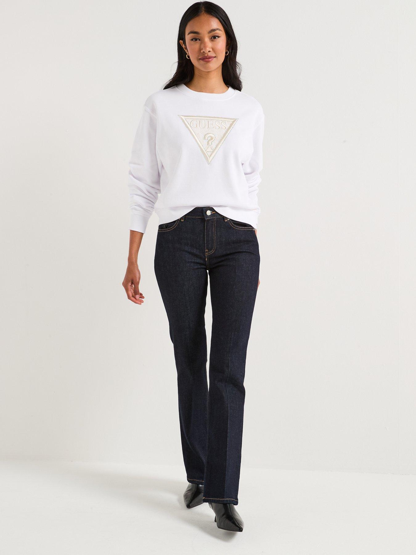Image 3 of 4 of Guess Cn Long Sleeve Lace Triangle Fleece - White