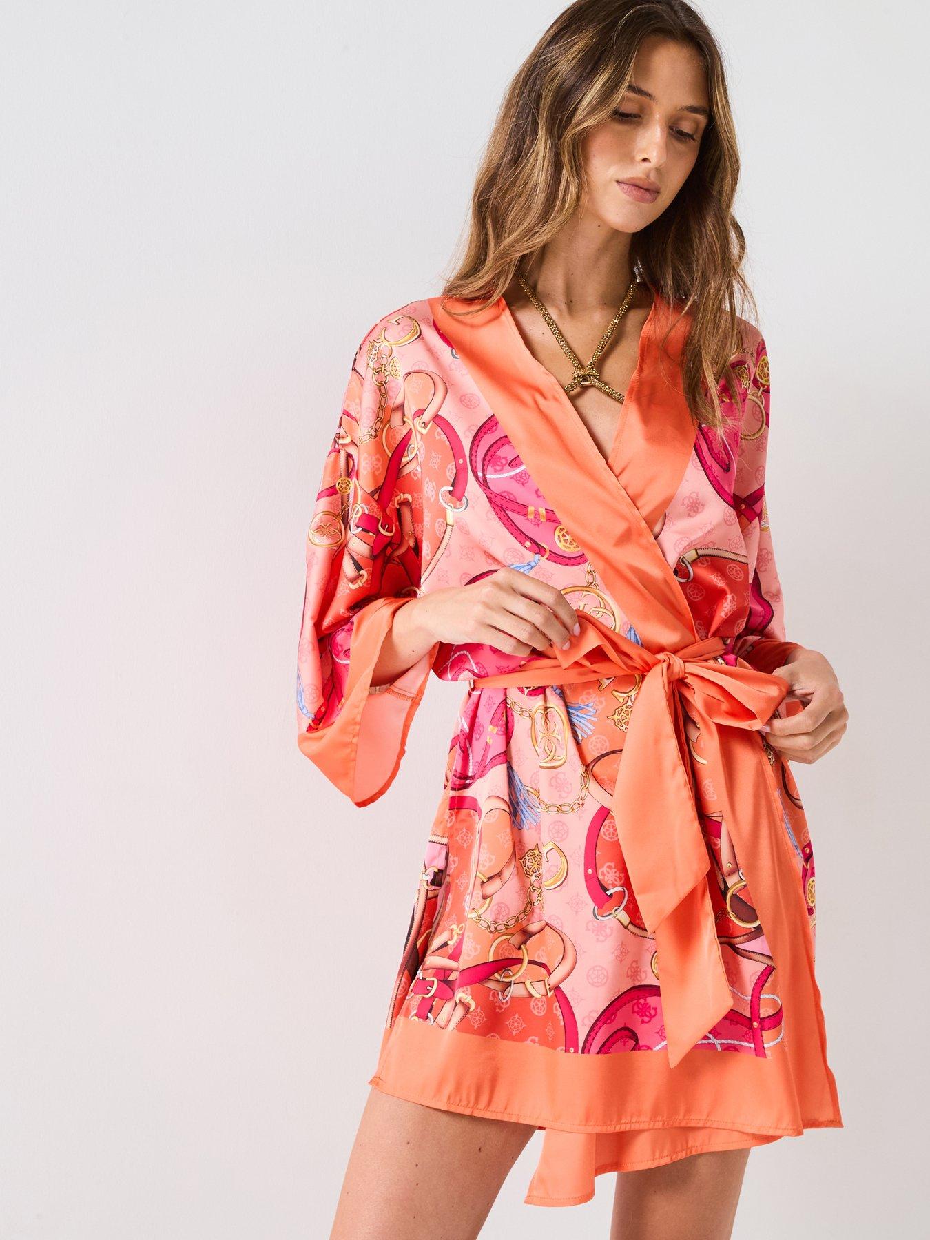 Image 1 of 6 of Guess Belted Kimono - Orange