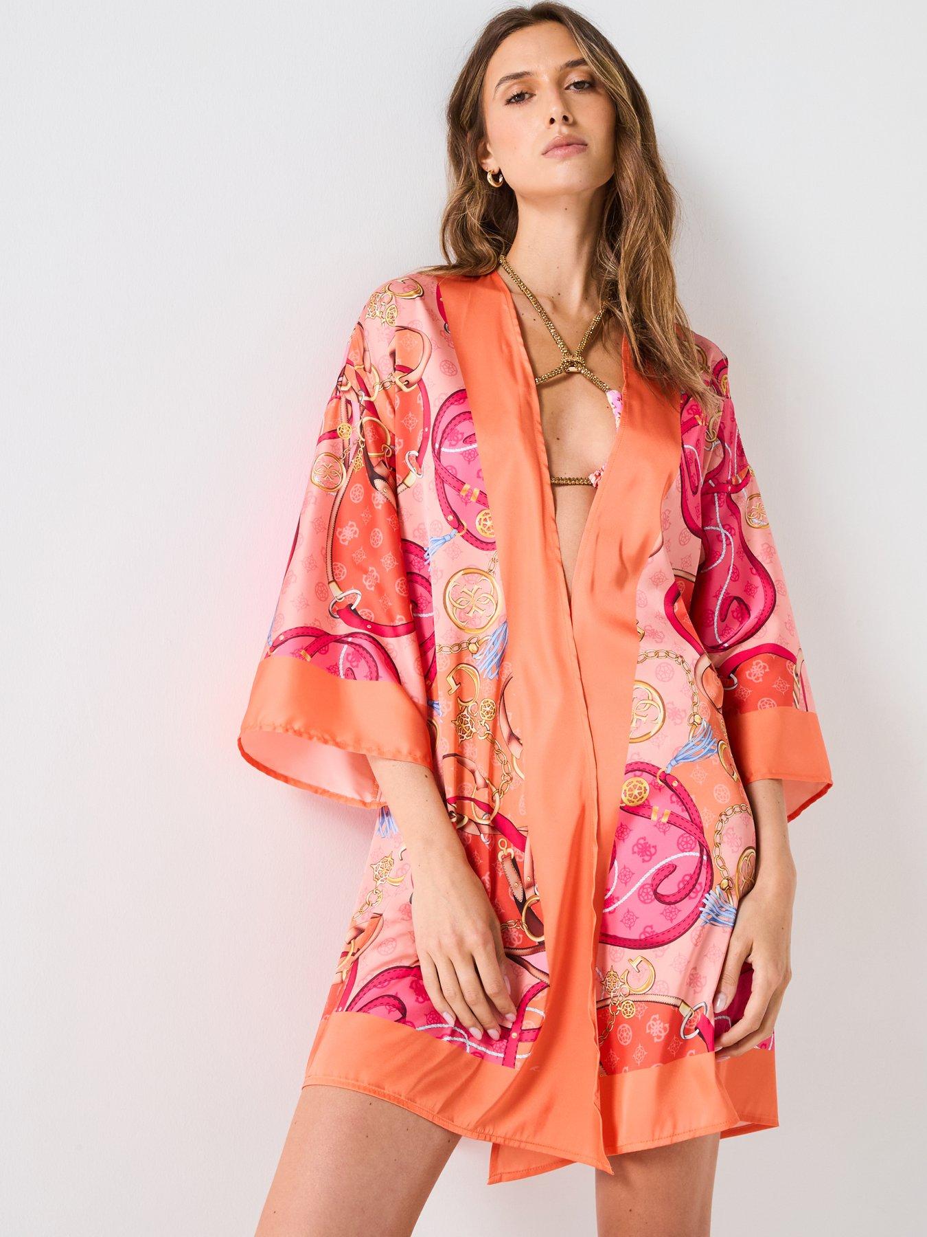 Image 6 of 6 of Guess Belted Kimono - Orange