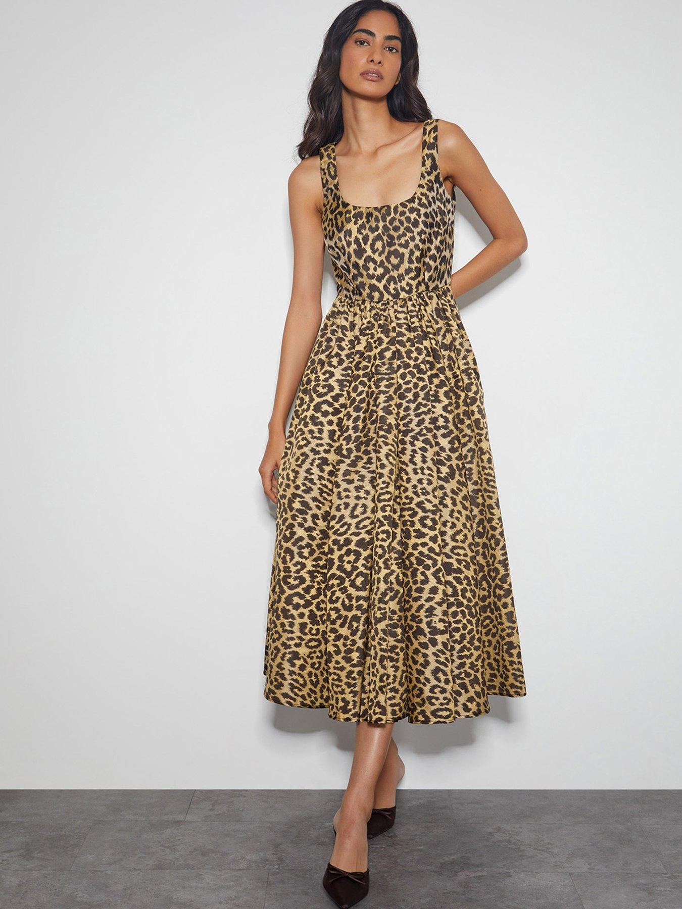 Image 1 of 5 of Monsoon Anne Animal Dress - Brown