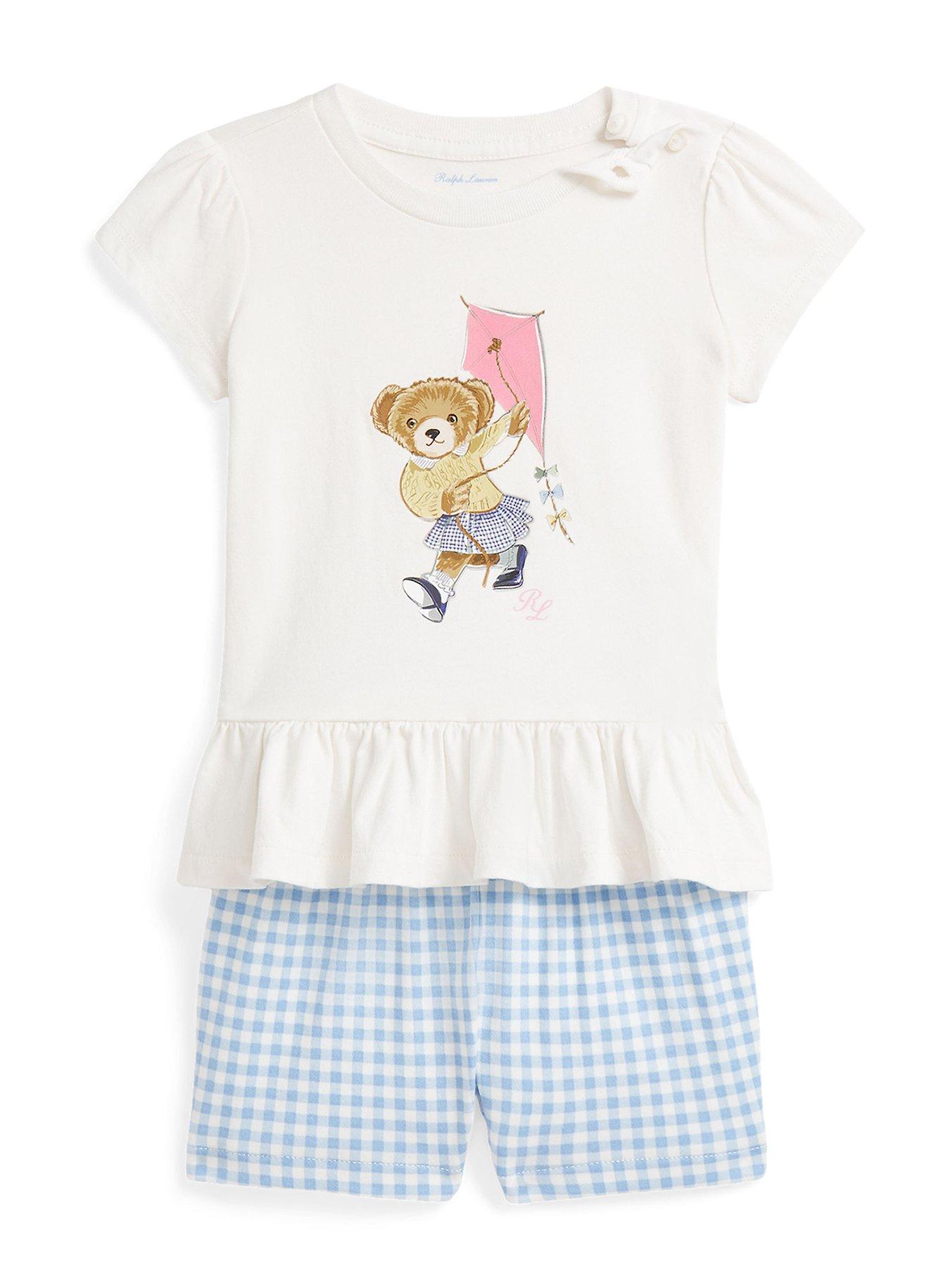 undefined Baby Girls Bear Peplum T-Shirt And Short Set - Multi