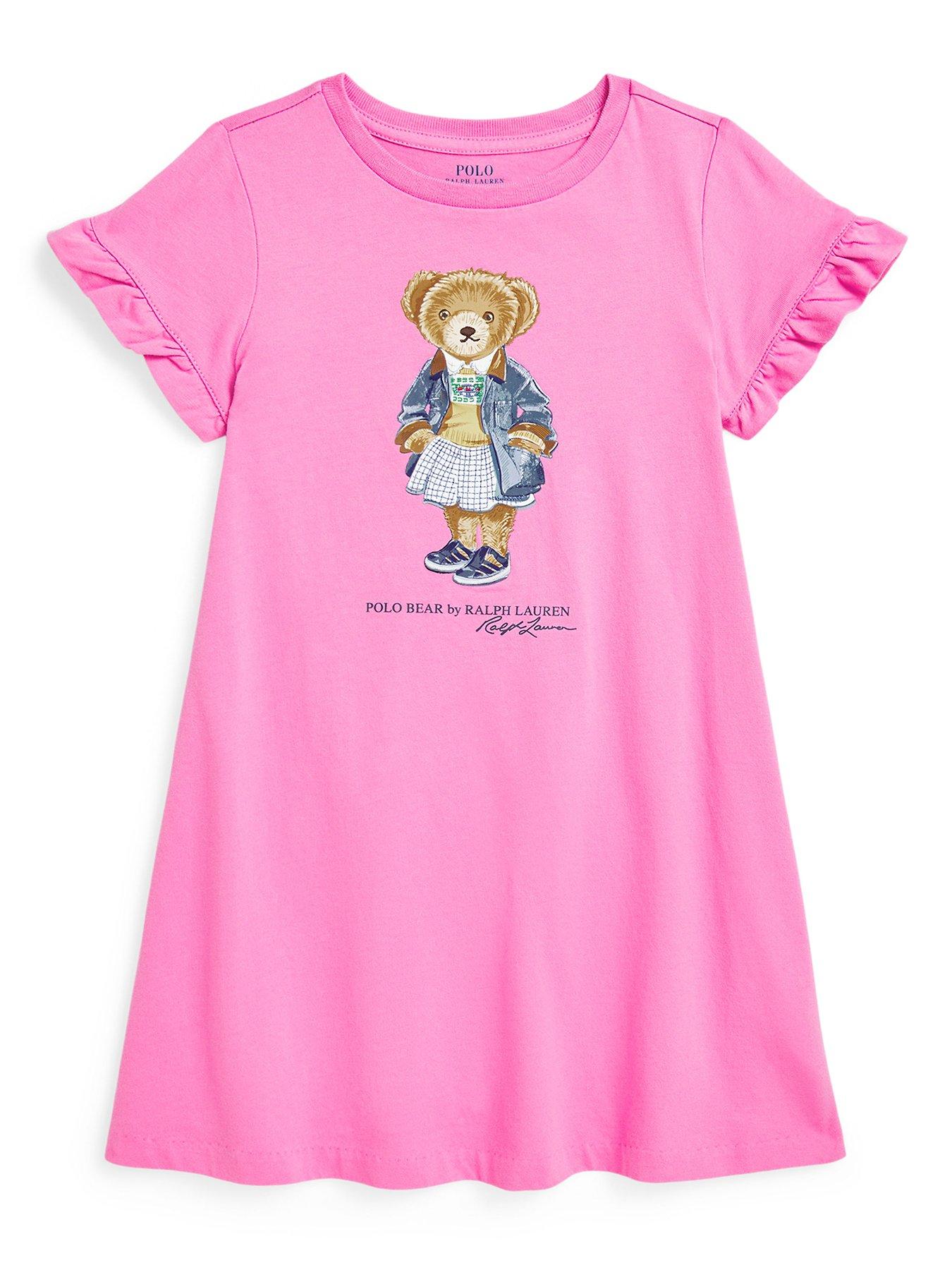 undefined Younger Girls Bear Sleeveless Polo Dress - Blue