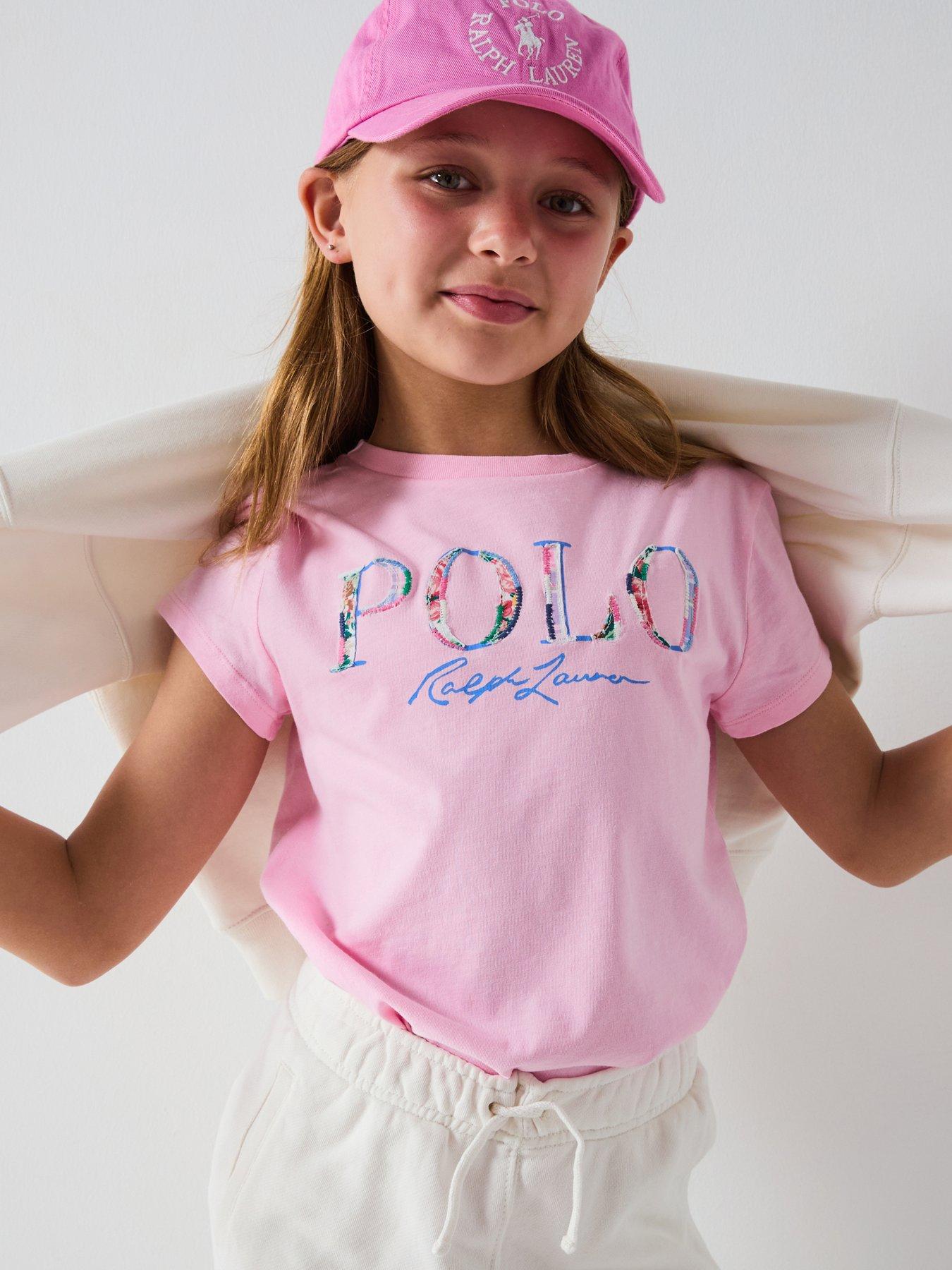 undefined Girls Polo Logo Short Sleeve T-Shirt - Pink