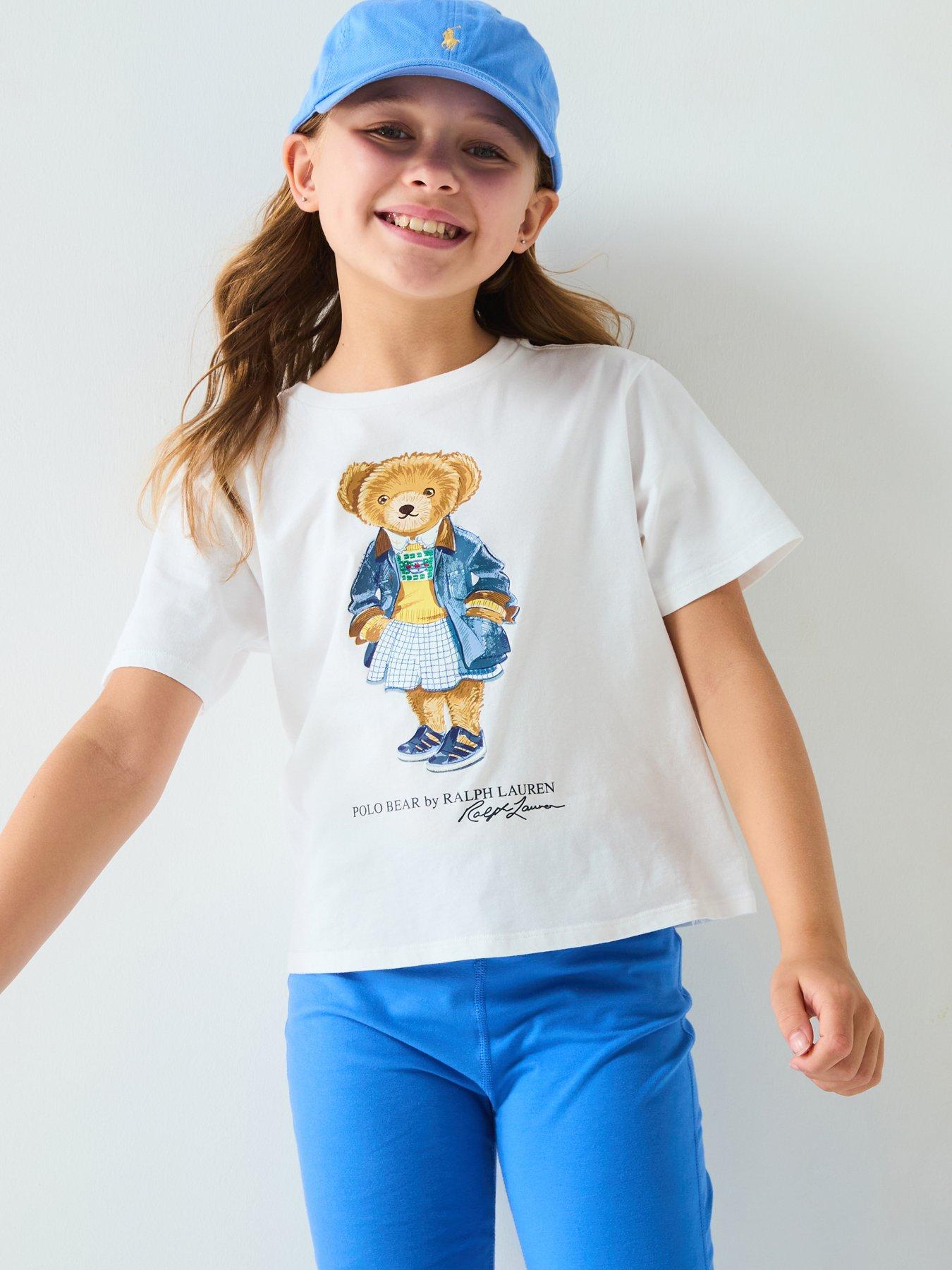 undefined Girls Bear Short Sleeve T-Shirt - White