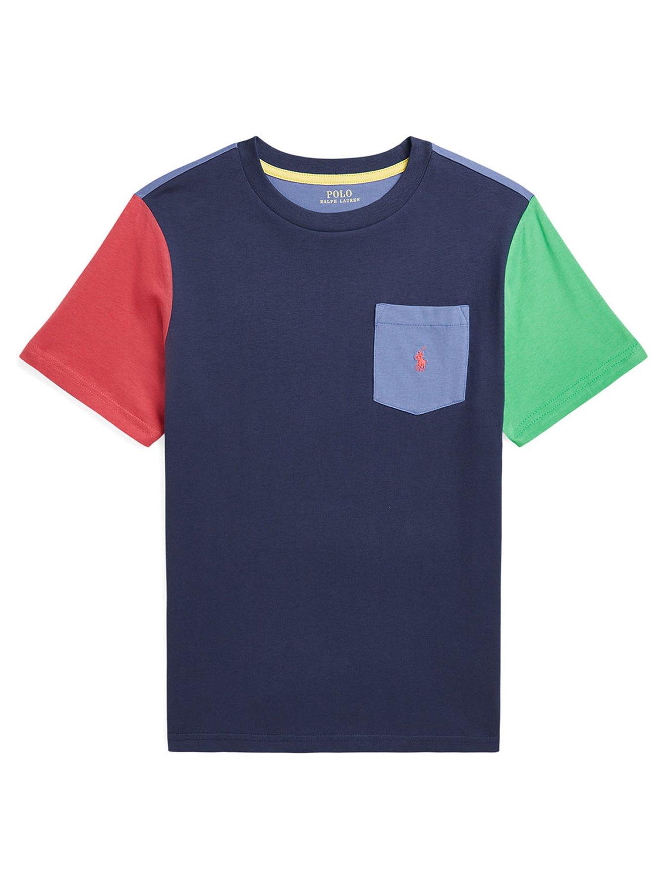 undefined Boys Colour Block Short Sleeve T-shirt - Navy