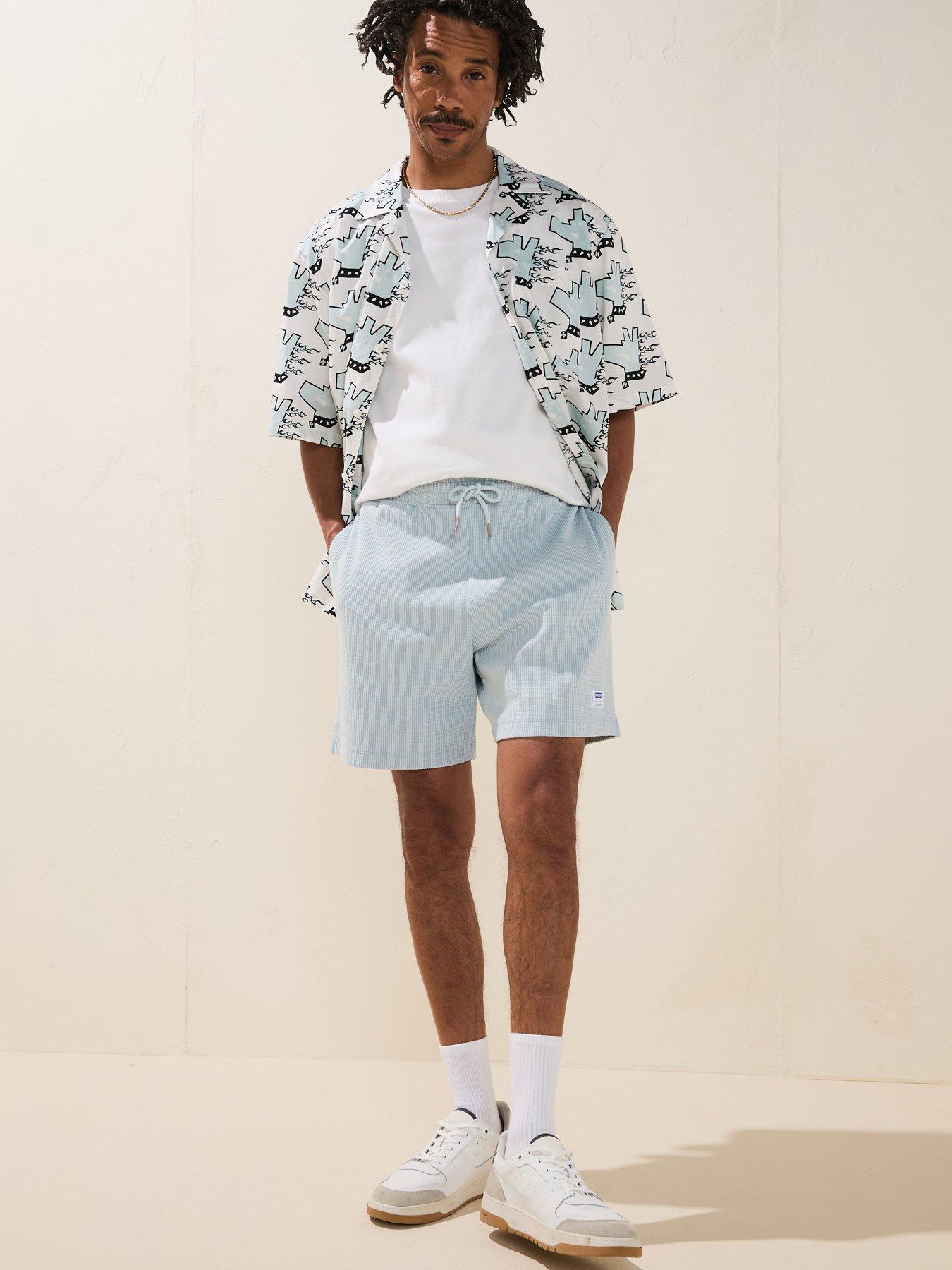 undefined Blue Nuwafflo Waffle Loose Fit Jersey Shorts - Open Blue