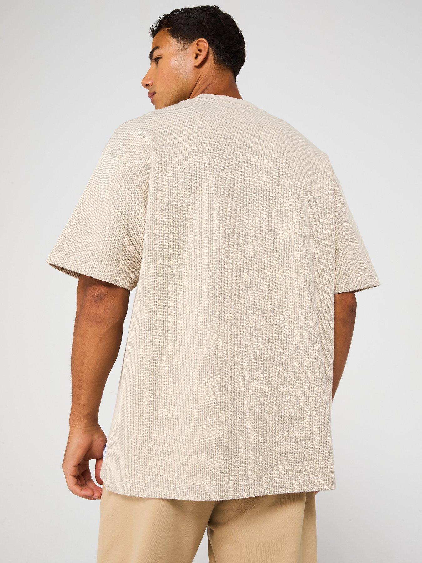Image 2 of 5 of HUGO Blue Nuwafflo Waffle Loose Fit T-Shirt - Off White