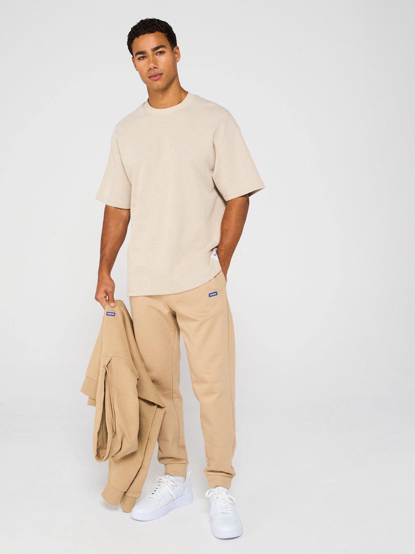 Image 3 of 5 of HUGO Blue Nuwafflo Waffle Loose Fit T-Shirt - Off White