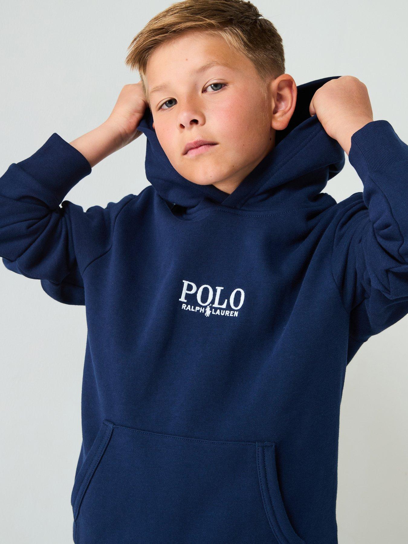 undefined Boys Polo Logo Hoodie - Navy